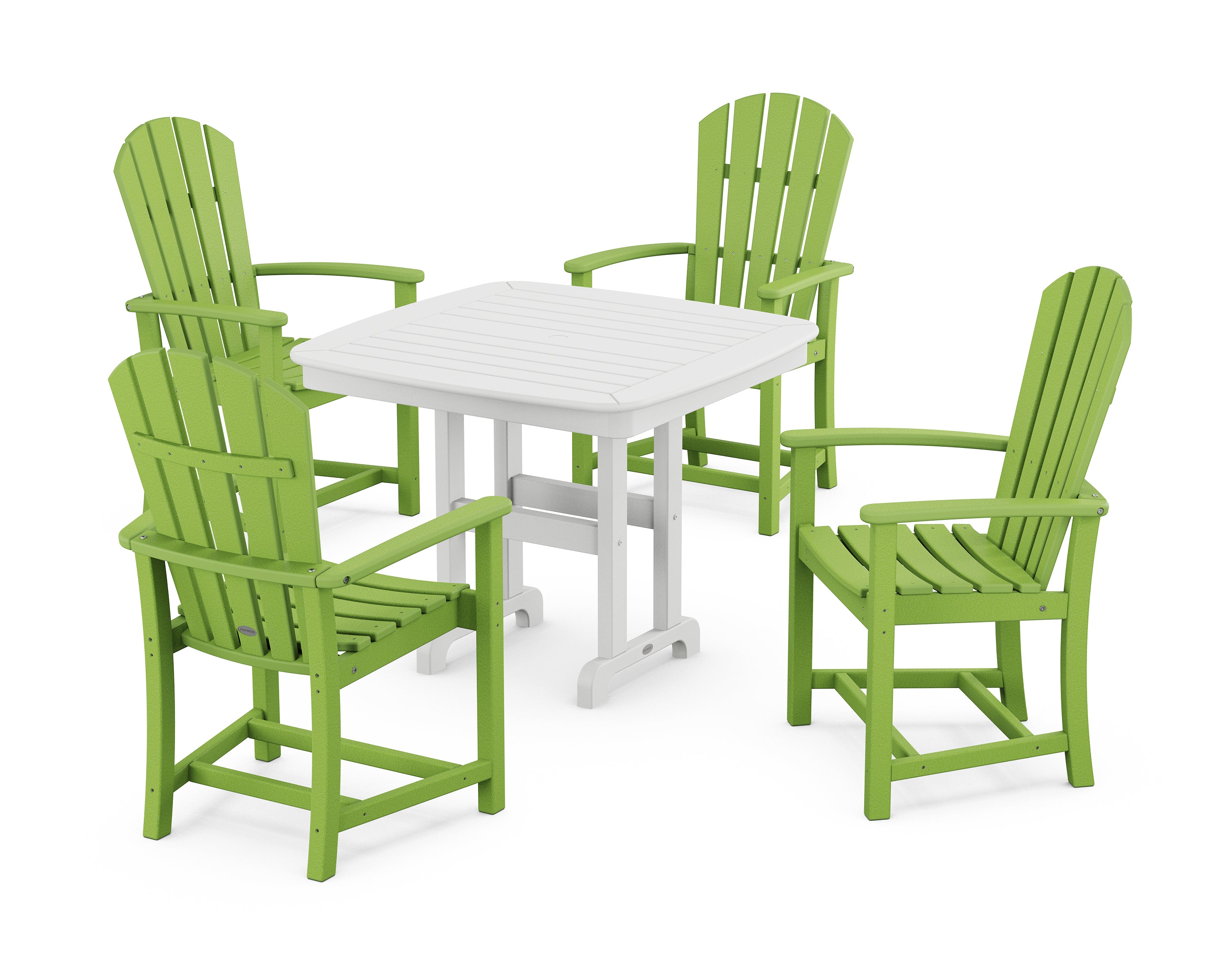 POLYWOOD Palm Coast 5-Piece Dining Set in Lime / White