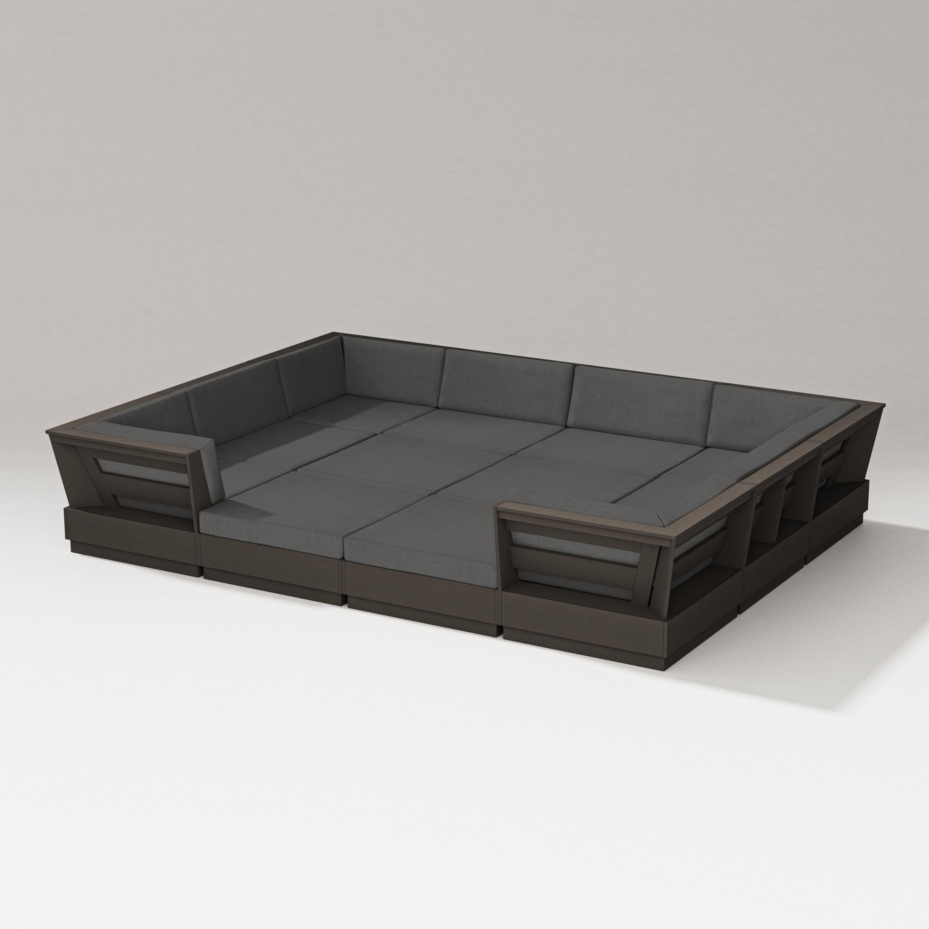 PW Designer Series Elevate 12-Piece Pit Sectional in Vintage Coffee / Spectrum Carbon