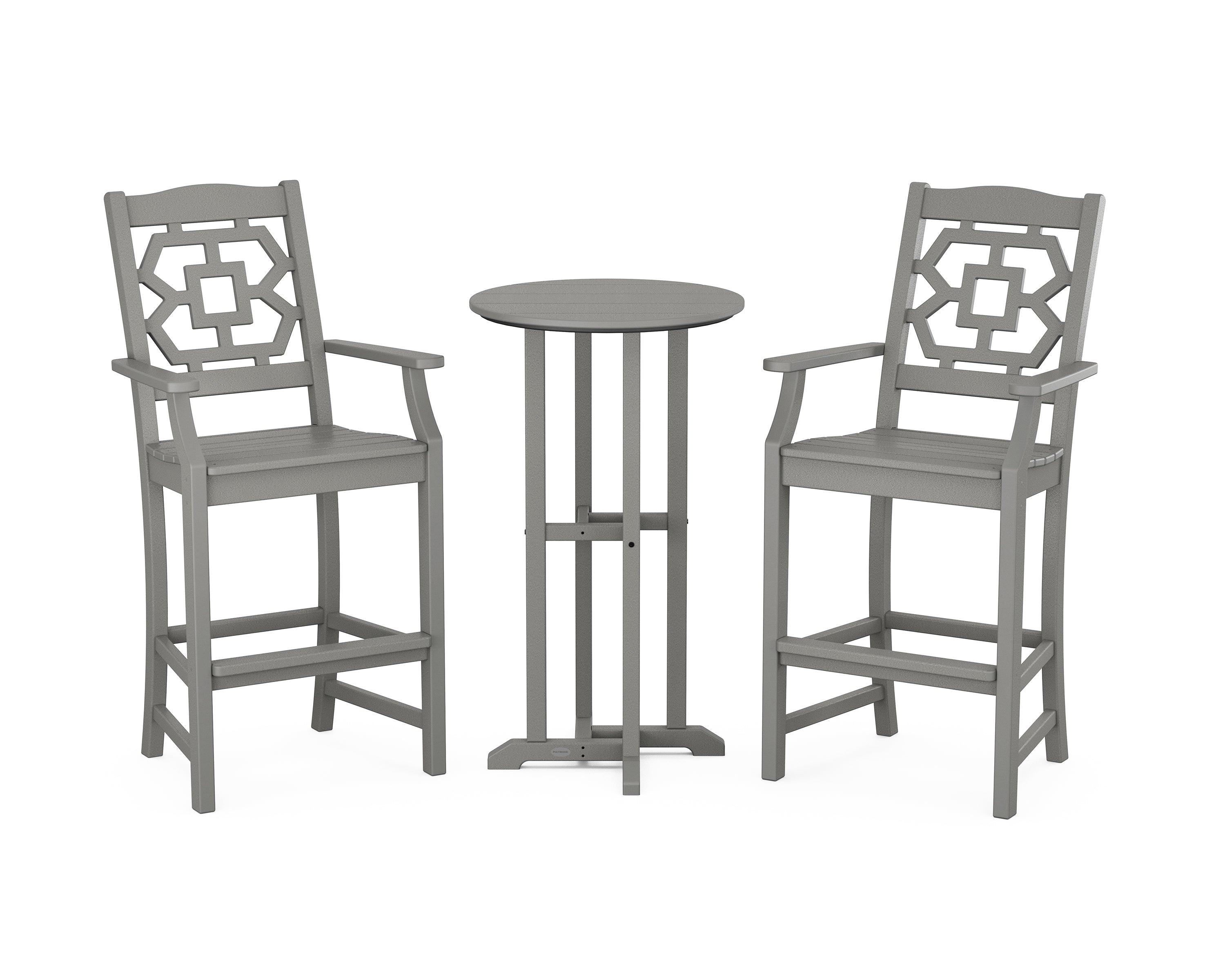 Martha Stewart by POLYWOOD Chinoiserie 3-Piece Farmhouse Bar Set in Slate Grey