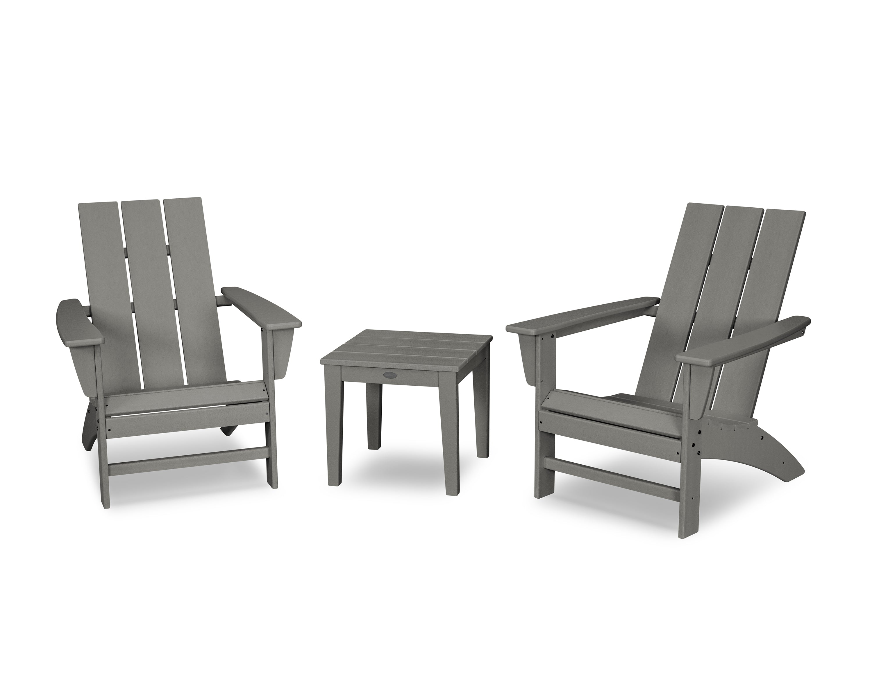 POLYWOOD® Modern Adirondack 3-Piece Set in Slate Grey