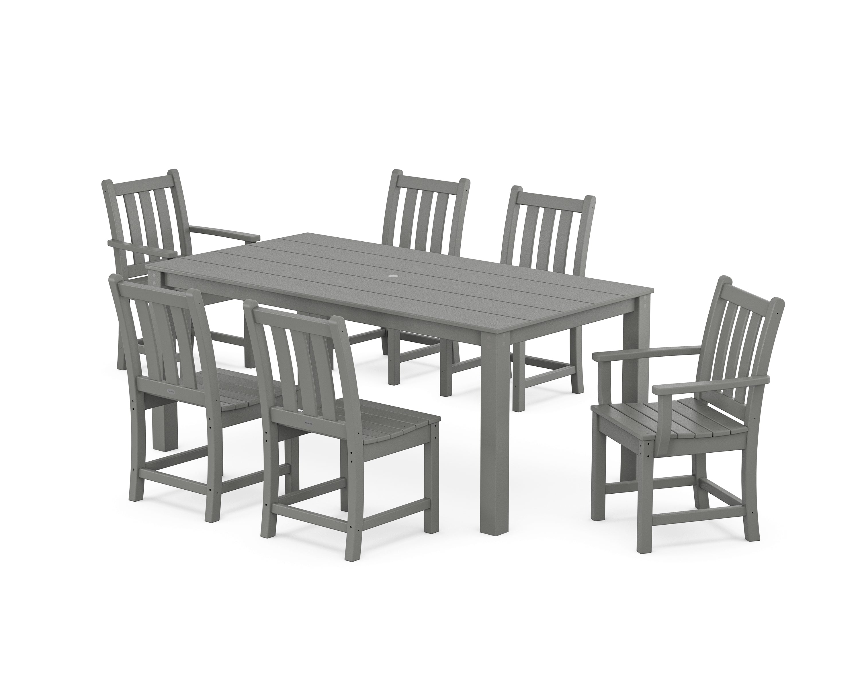 POLYWOOD Traditional Garden 7-Piece Parsons Dining Set in Slate Grey