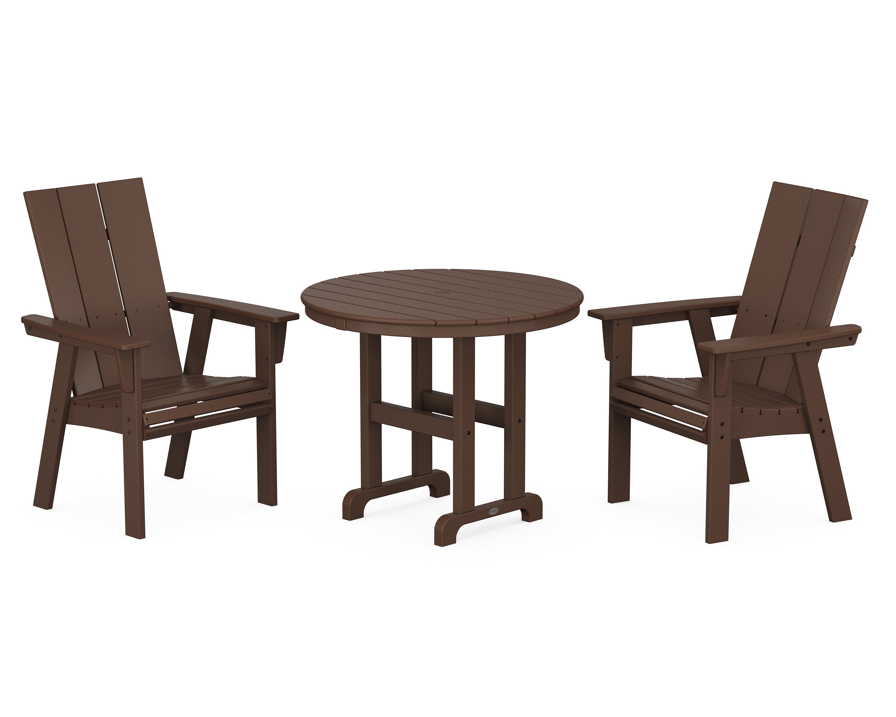 POLYWOOD® Modern Adirondack 3-Piece Round Dining Set in Mahogany