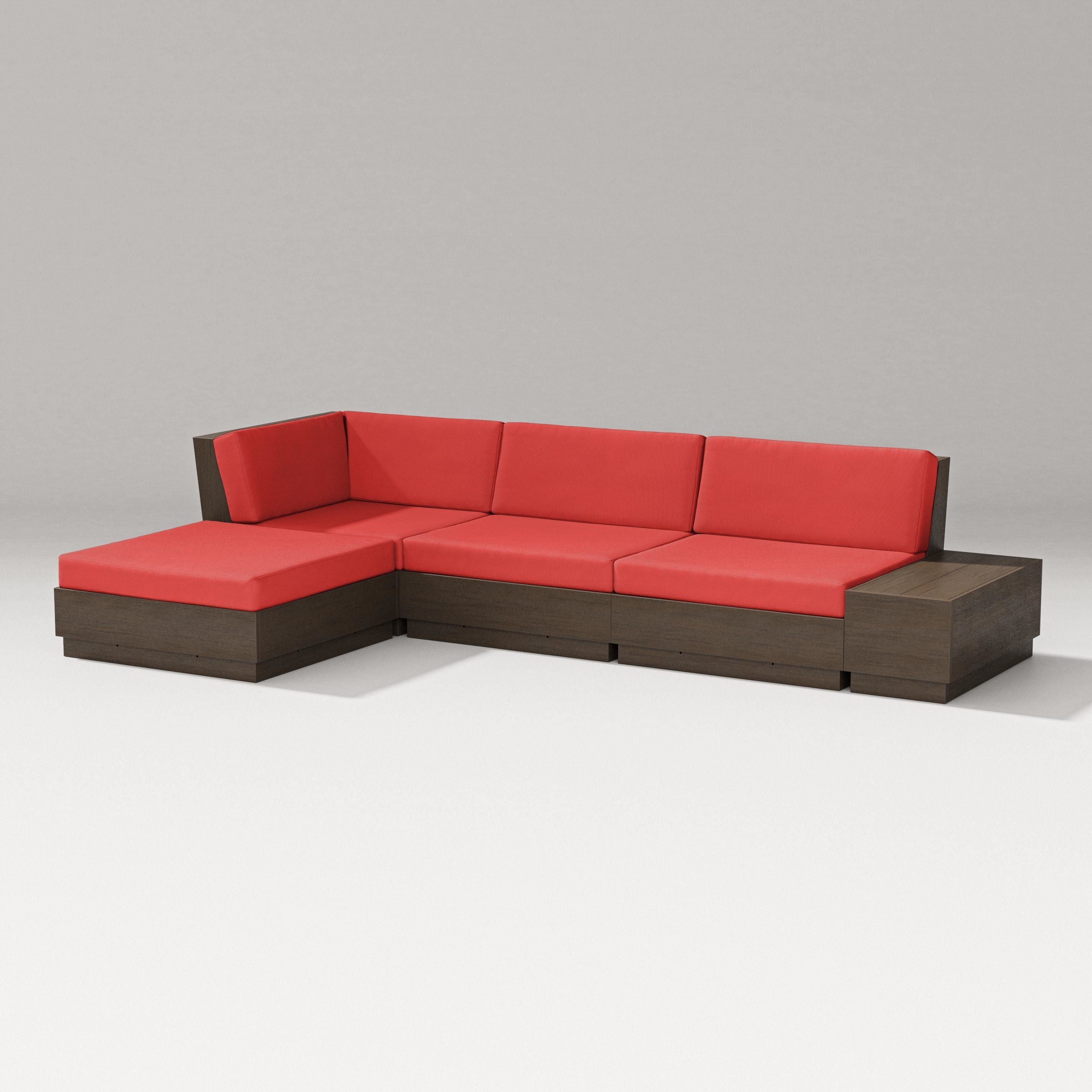 PW Designer Series Elevate Chaise Sectional in Kona / Crimson Linen
