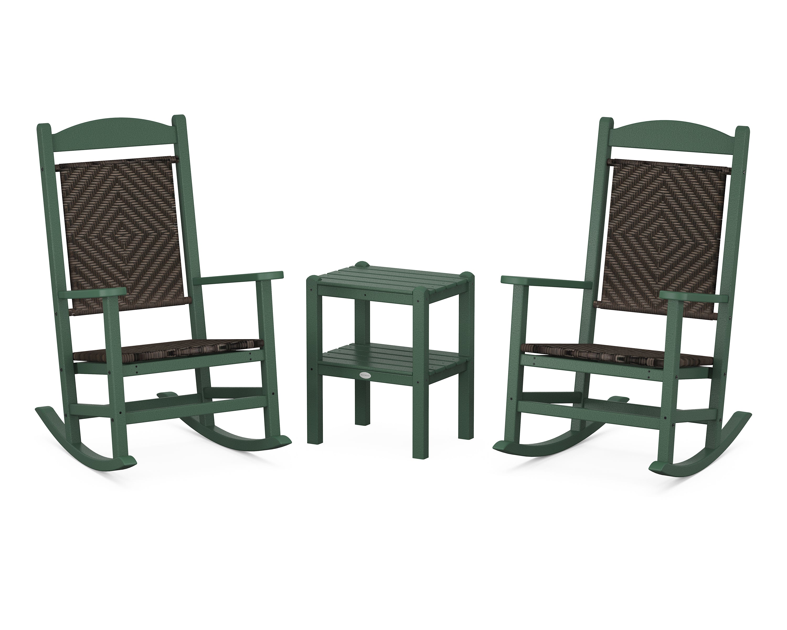 POLYWOOD Presidential Woven Rocker 3-Piece Set in Green / Cahaba