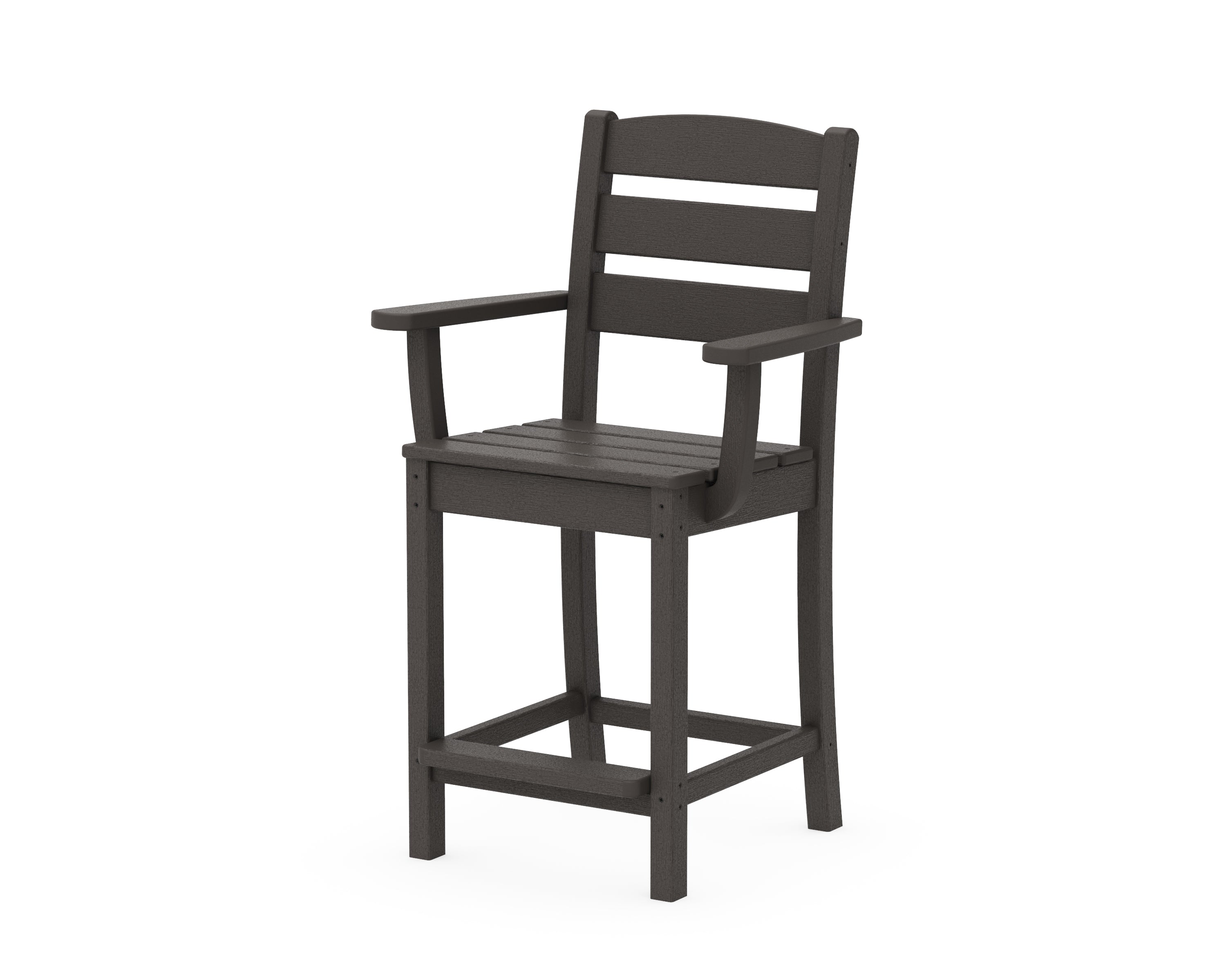 POLYWOOD Lakeside Counter Arm Chair in Vintage Coffee