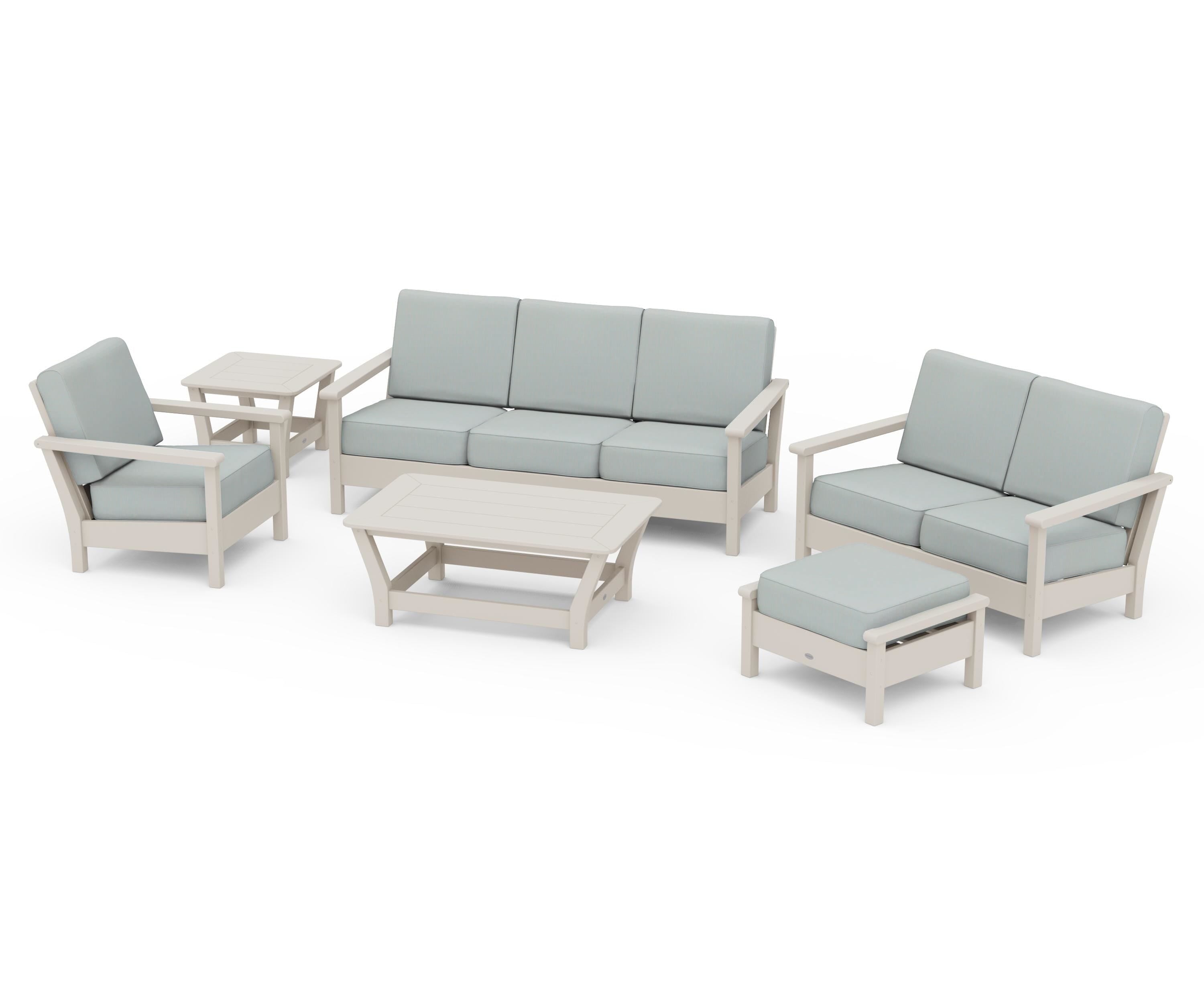 POLYWOOD Harbour 6-Piece Outdoor Living Set in Sand / Spa