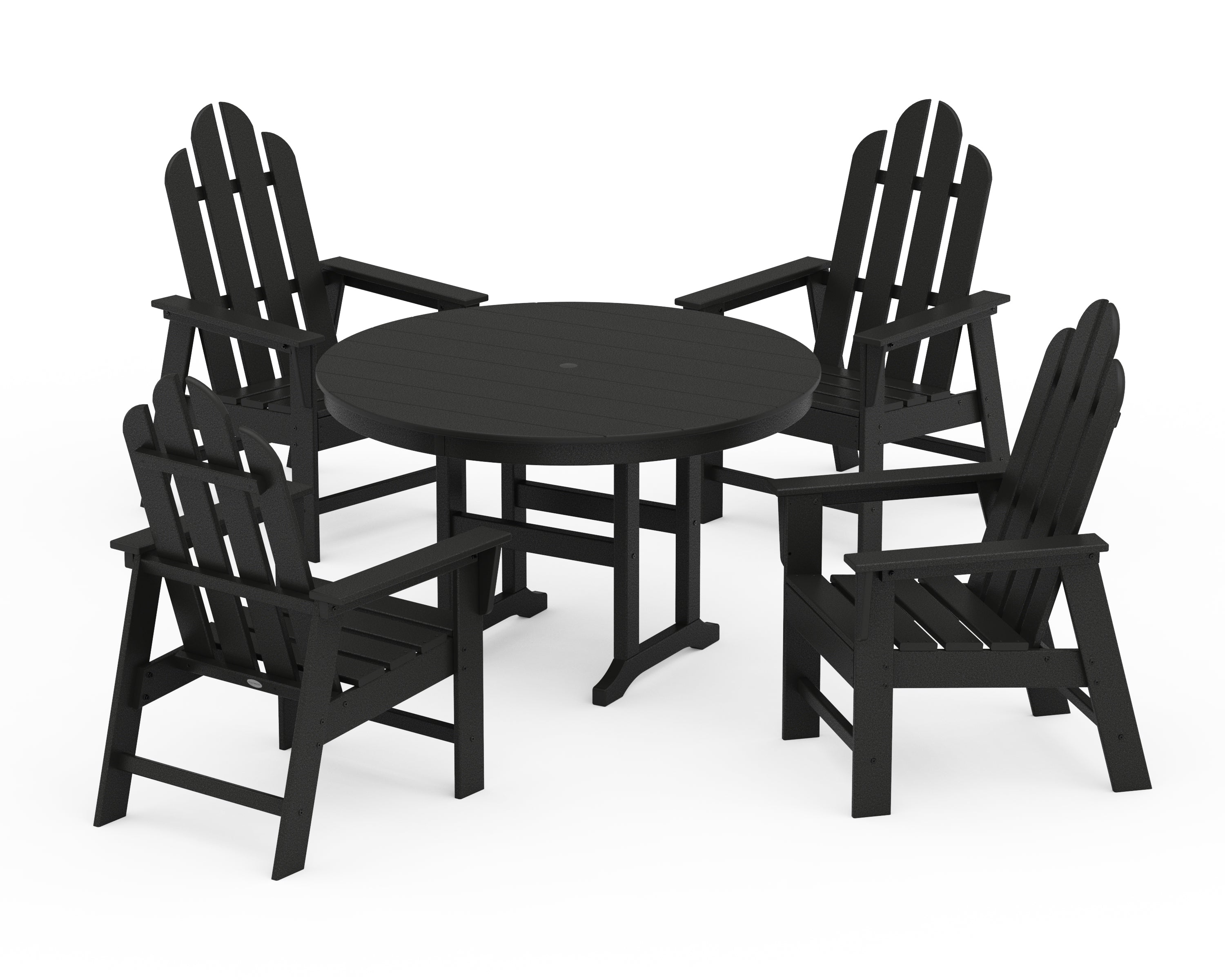 POLYWOOD Long Island 5-Piece Round Farmhouse Dining Set in Black