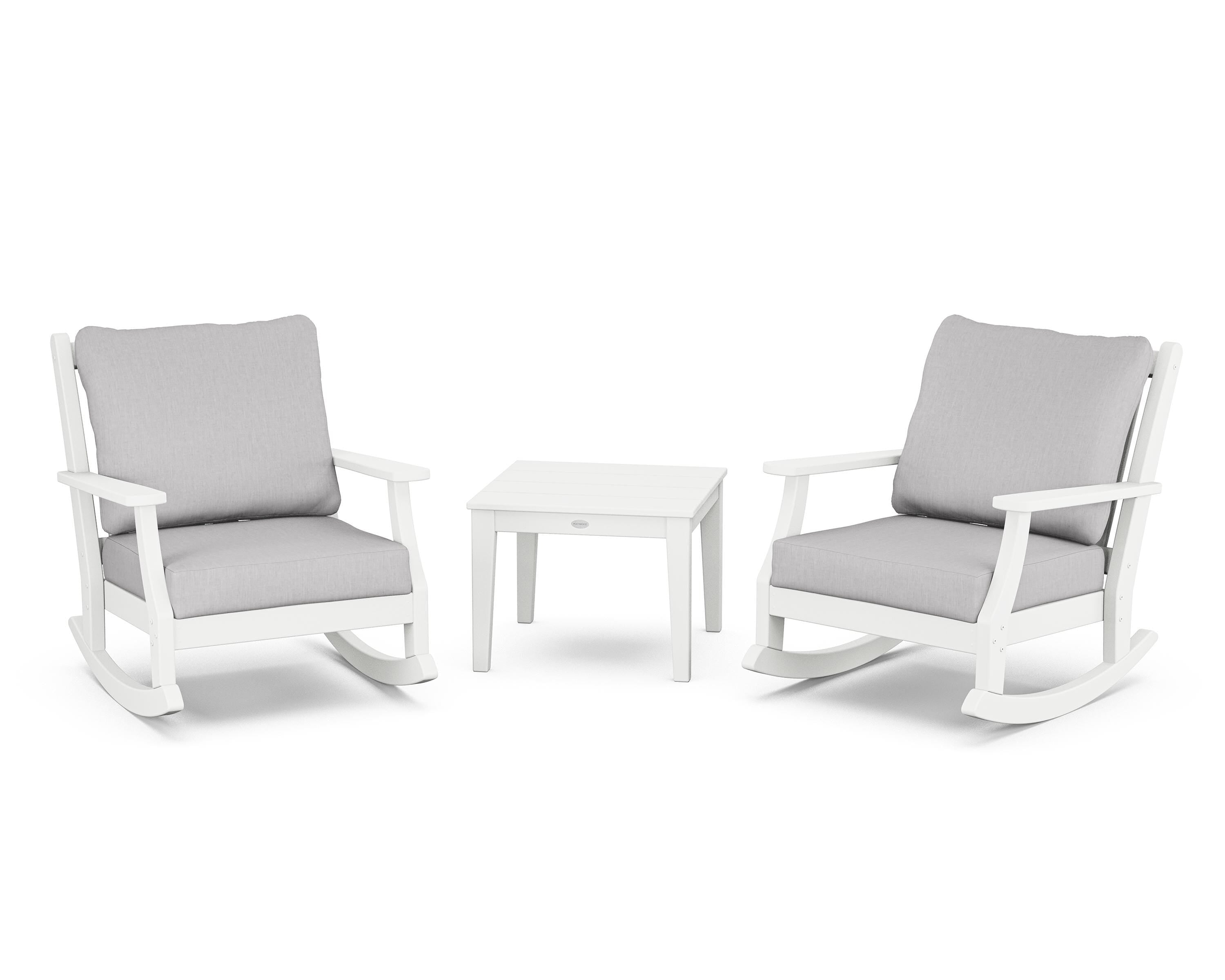 Country Living Wovendale 3-Piece Deep Seating Rocker Set in White / Granite