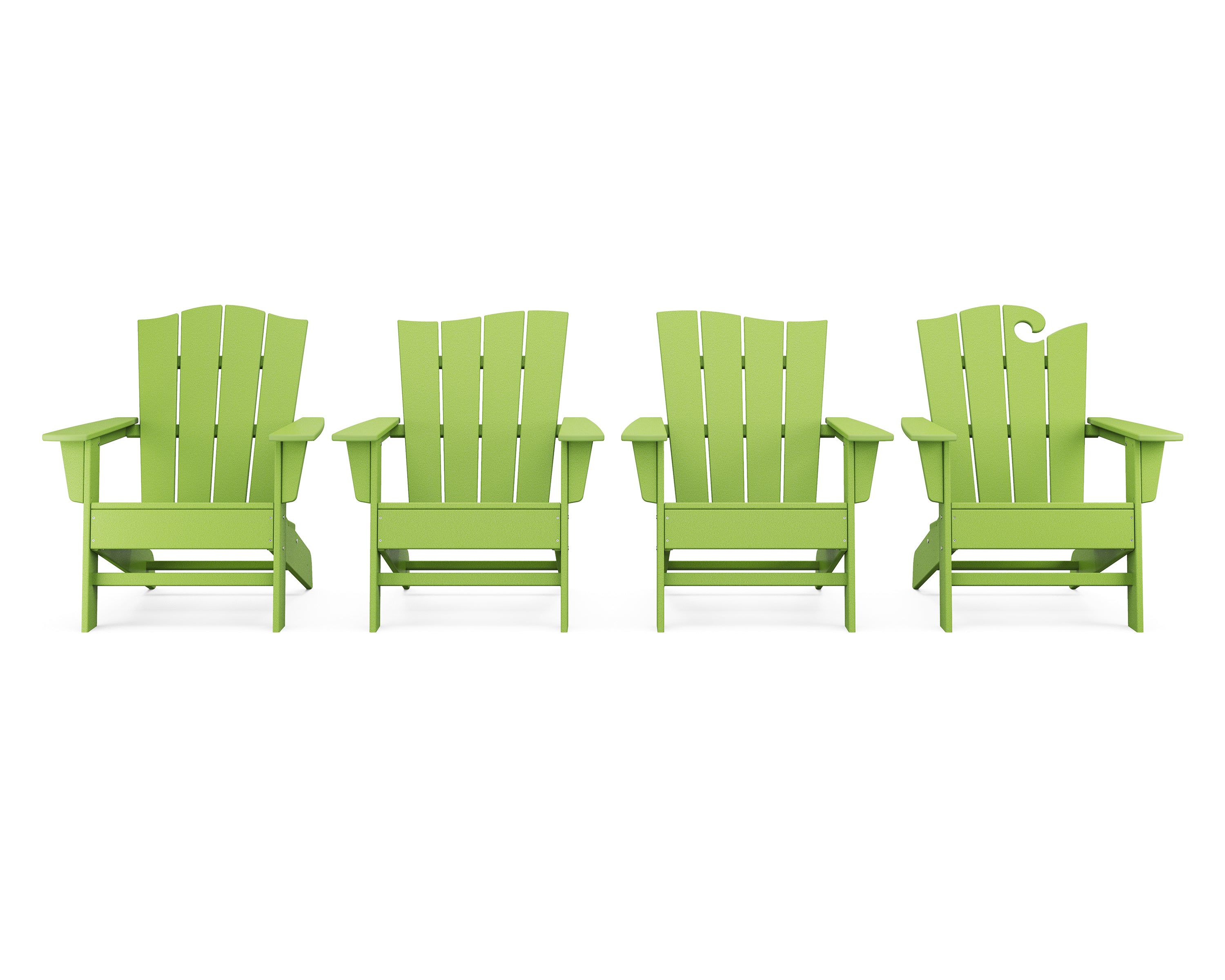 POLYWOOD® Wave Collection 4-Piece Adirondack Chair Set in Lime