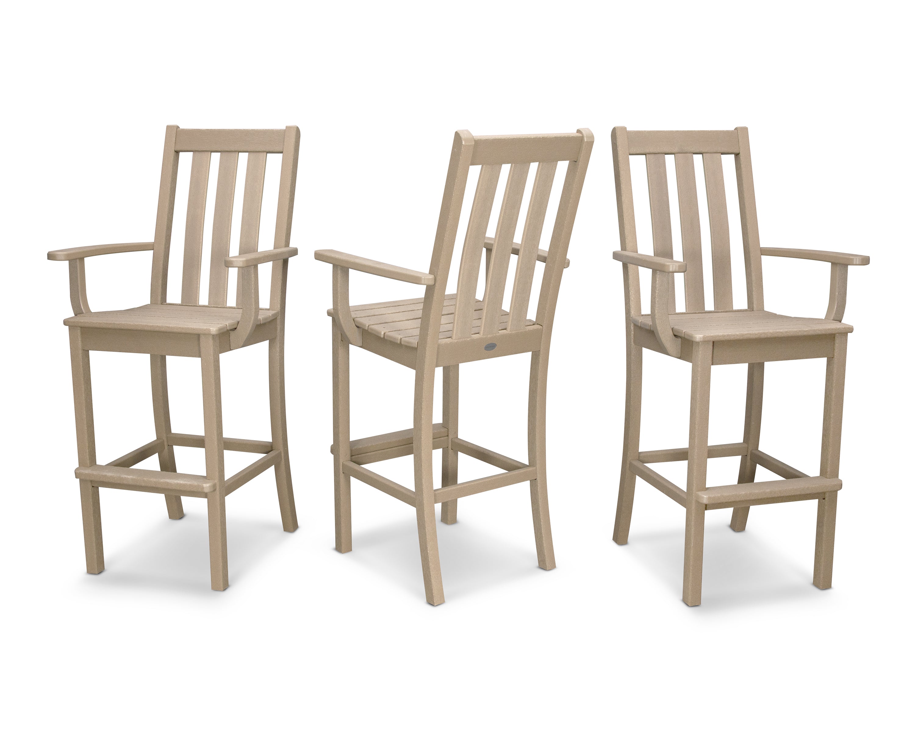 POLYWOOD Vineyard Bar Arm Chair 3-Pack in Vintage Sahara