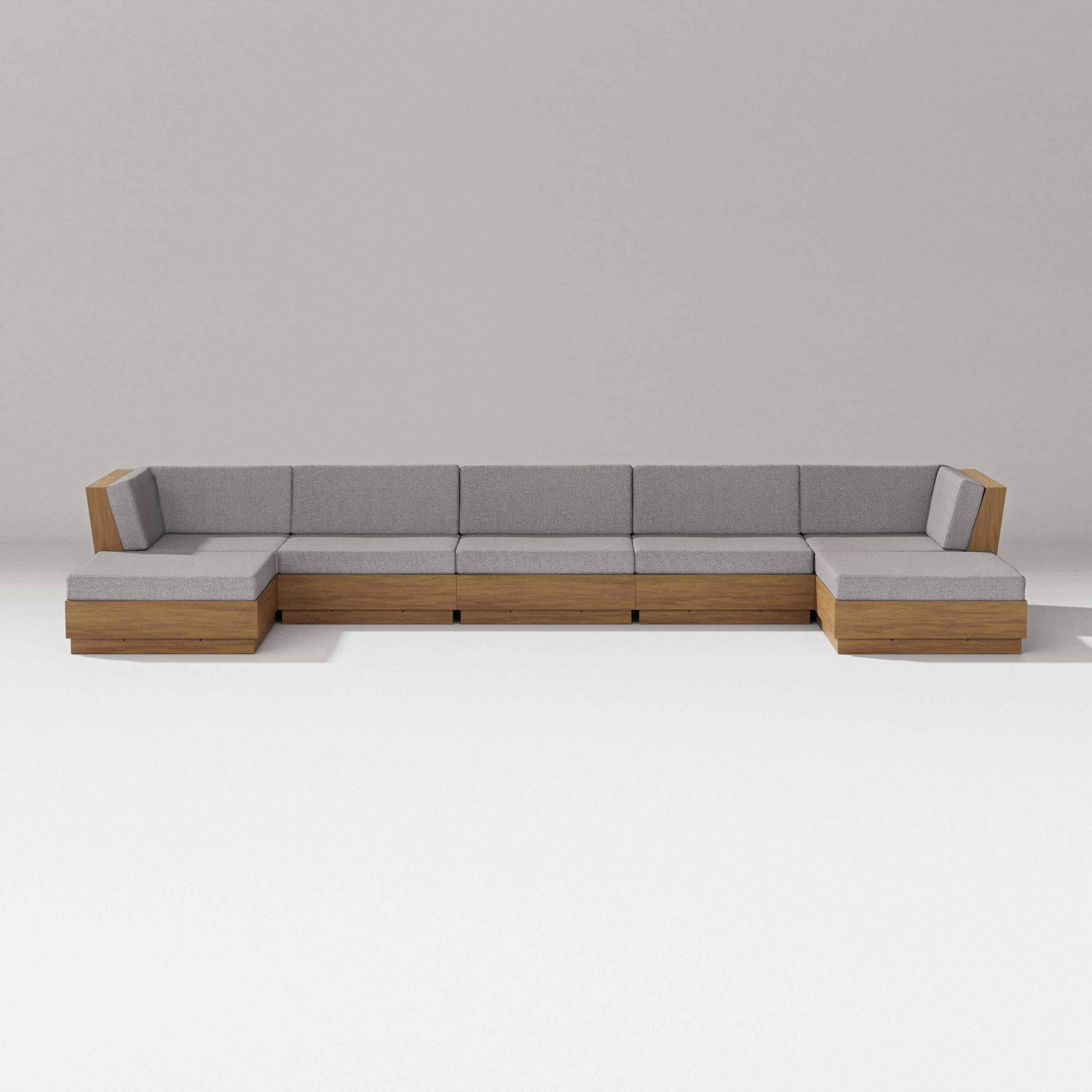 PW Designer Series Elevate 7-Piece Double Chaise Sectional in Natural / Grey Mist