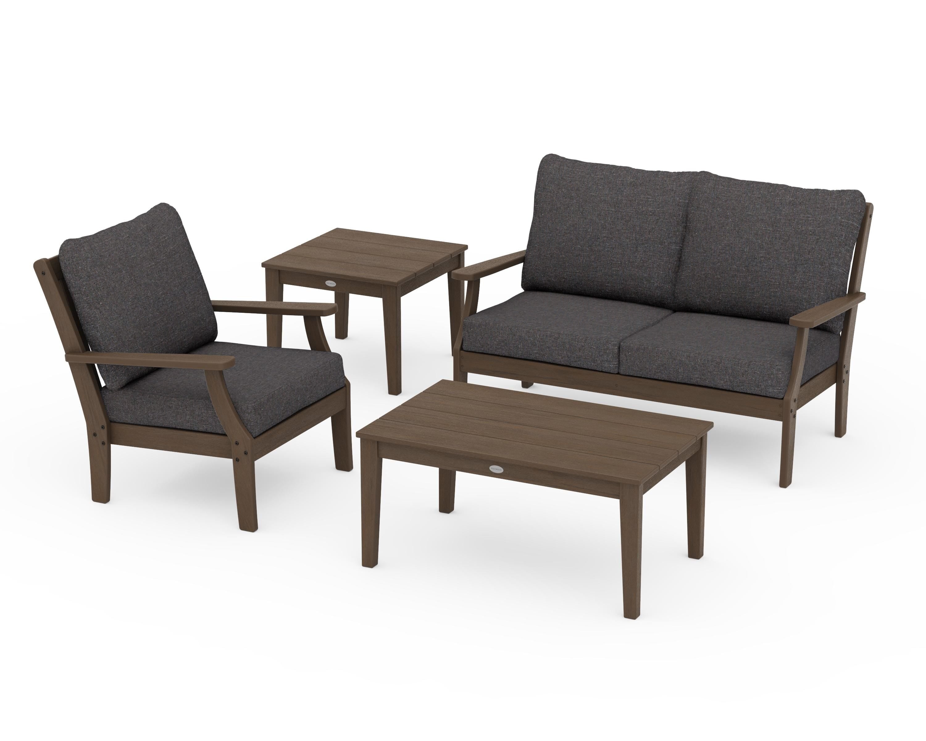 POLYWOOD Braxton 4-Piece Deep Seating Set in Kona / Ash Charcoal