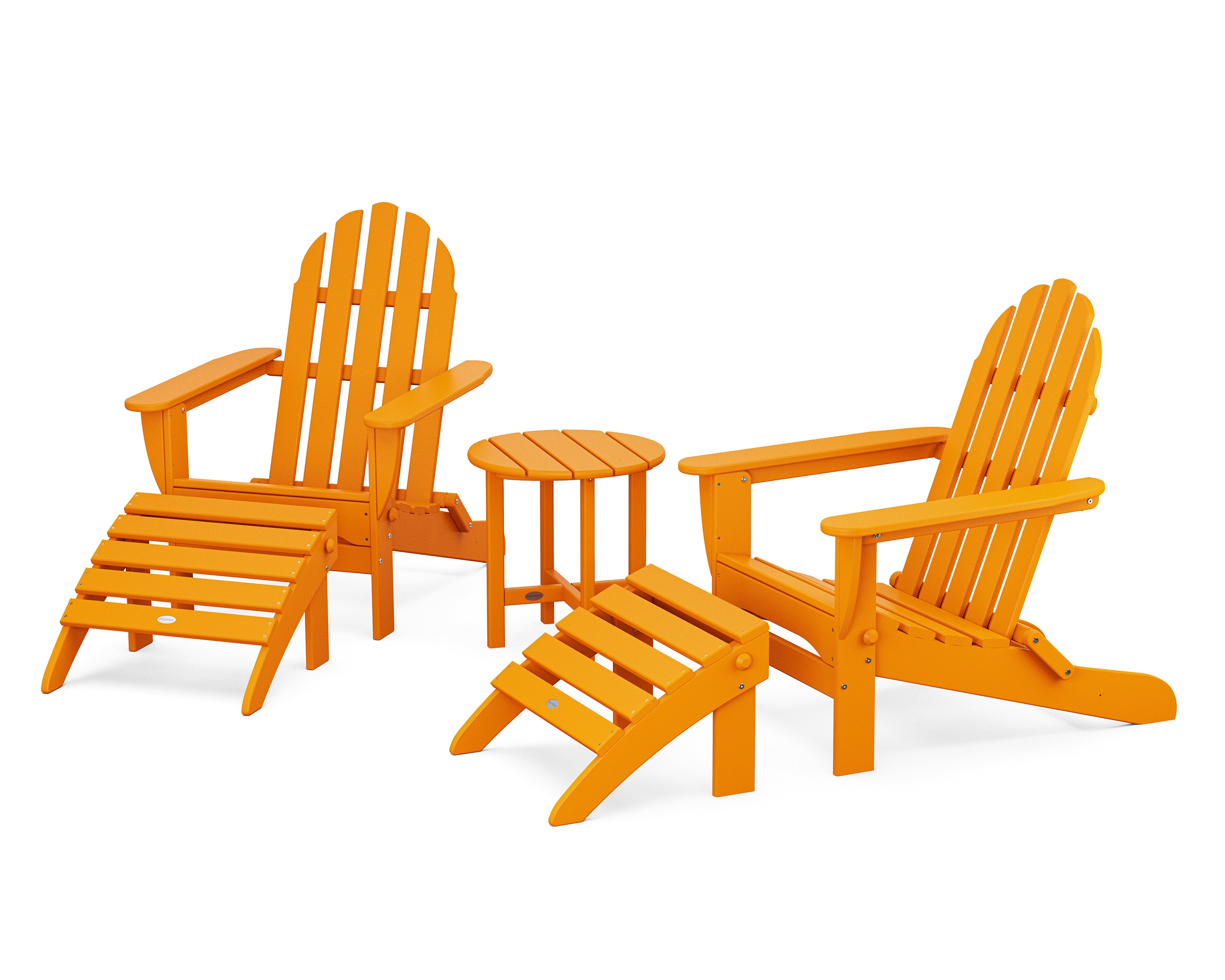 POLYWOOD Classic Adirondack 5-Piece Casual Set in Tangerine