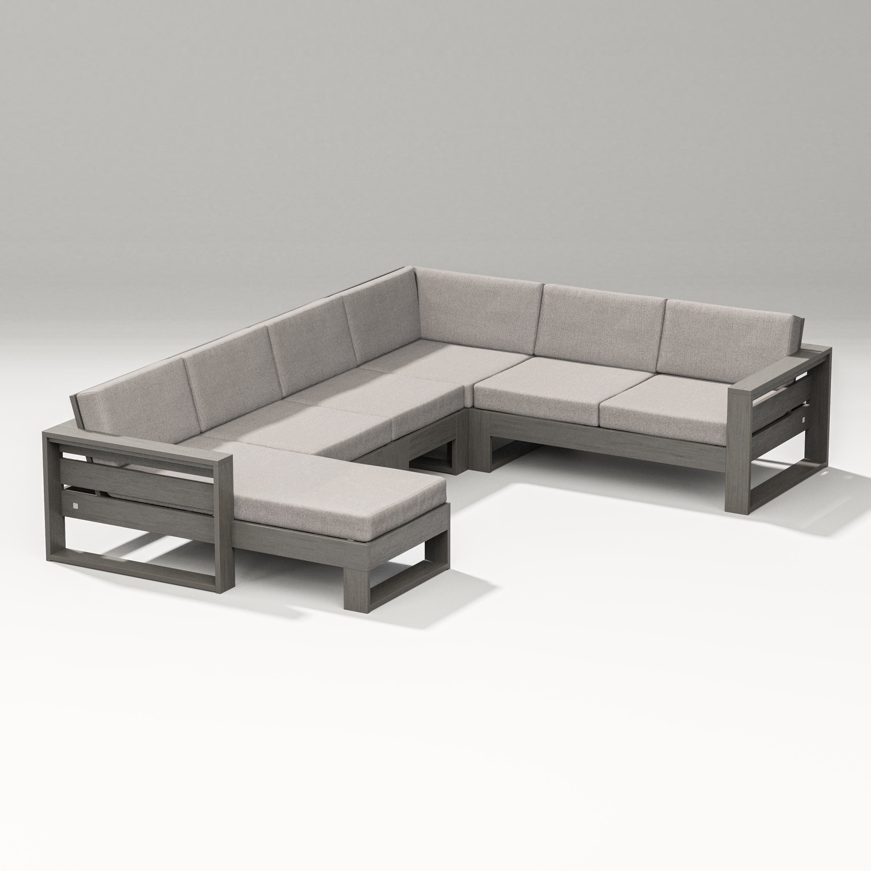 PW Designer Series Latitude Corner Sectional with Left Chaise in Driftwood / Weathered Tweed