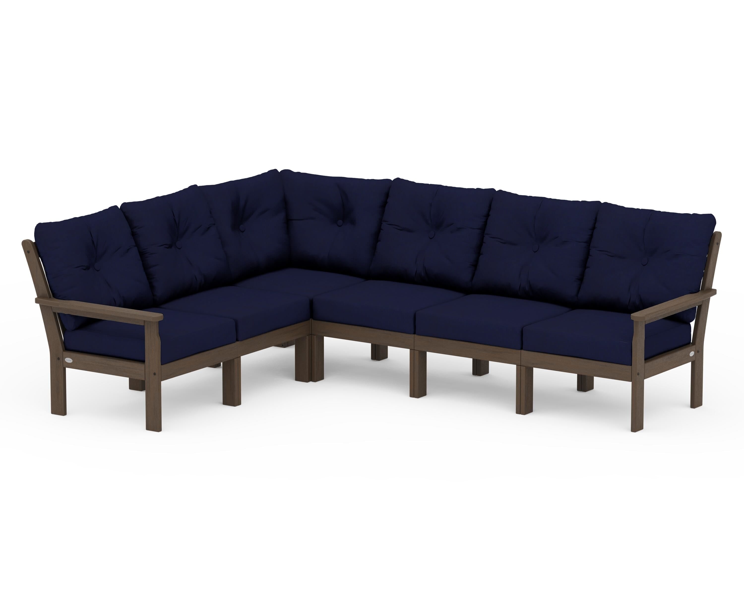 POLYWOOD Vineyard 6-Piece Sectional in Kona / Navy