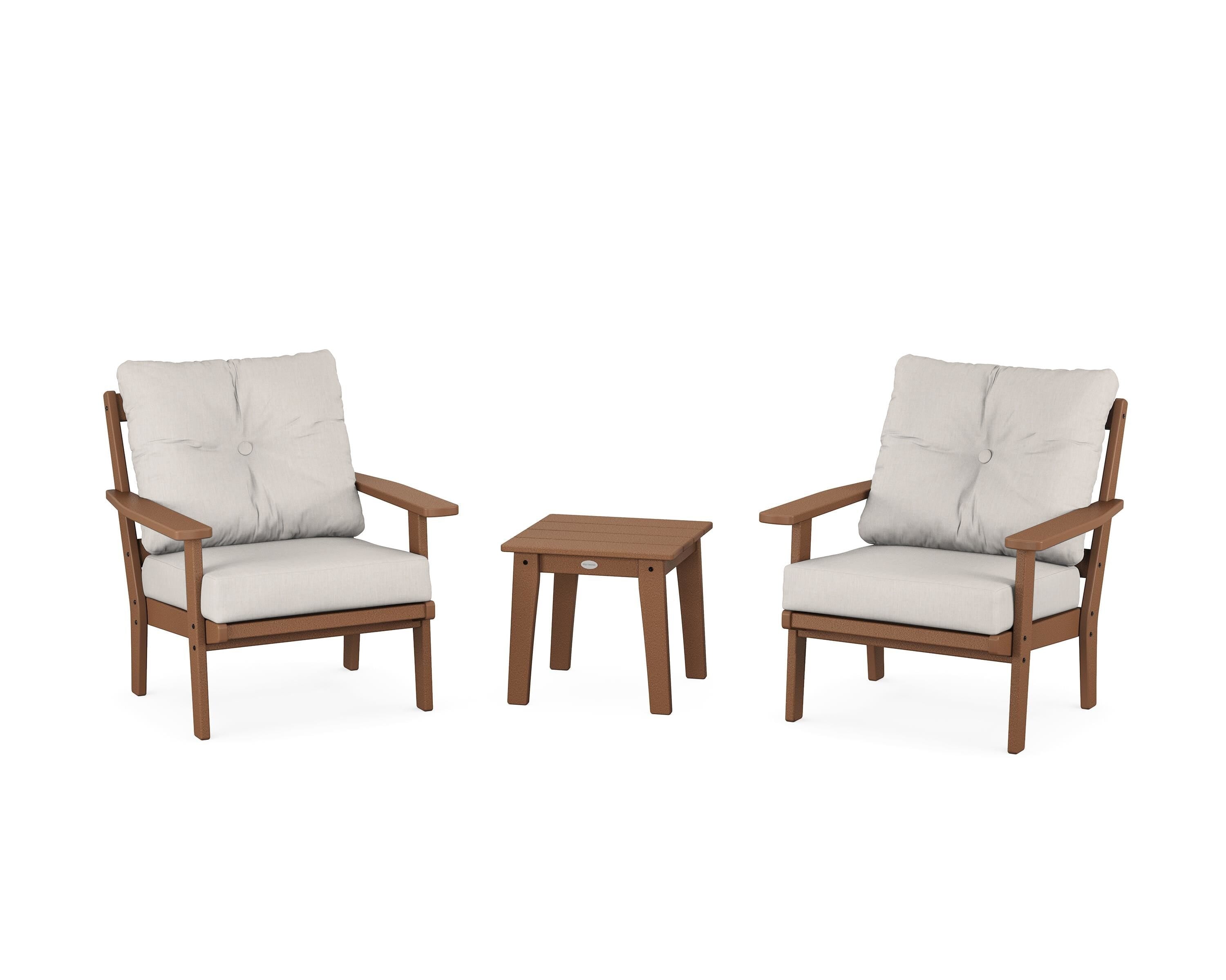 POLYWOOD Oxford 3-Piece Deep Seating Set in Teak / Cast Ash