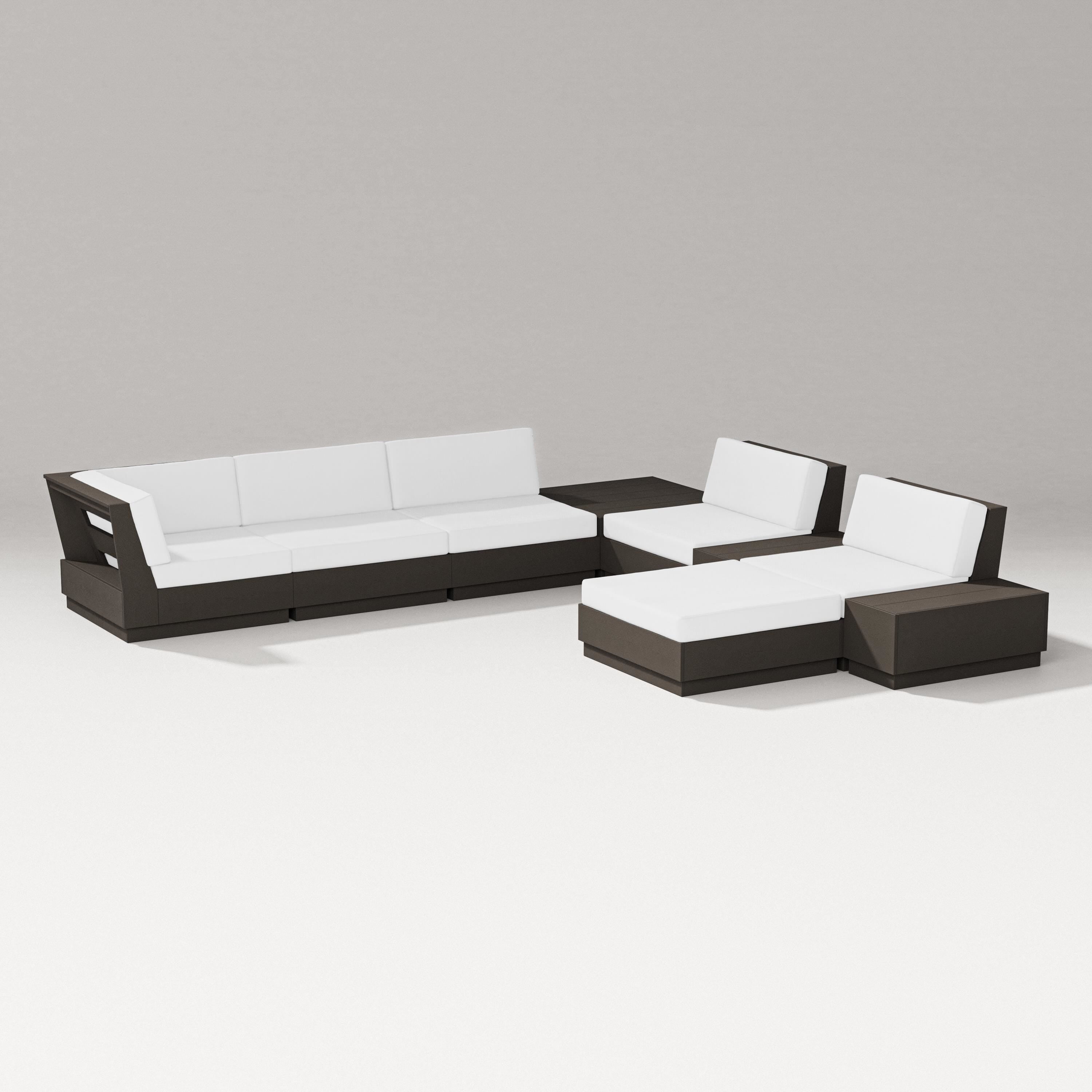 PW Designer Series Elevate 9-Piece Conversation Sectional in Vintage Coffee / Natural