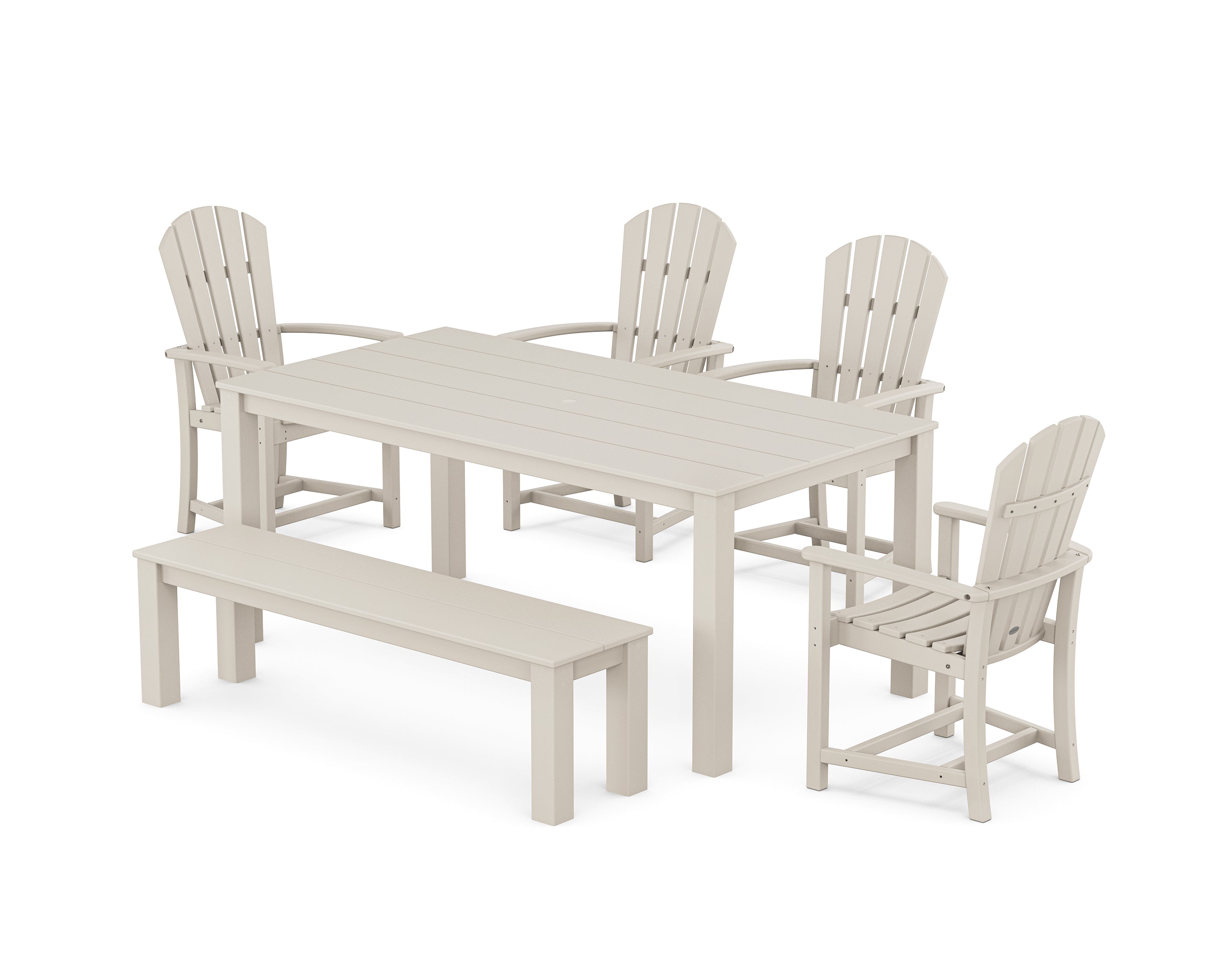 POLYWOOD Palm Coast 6-Piece Parsons Dining Set with Bench in Sand