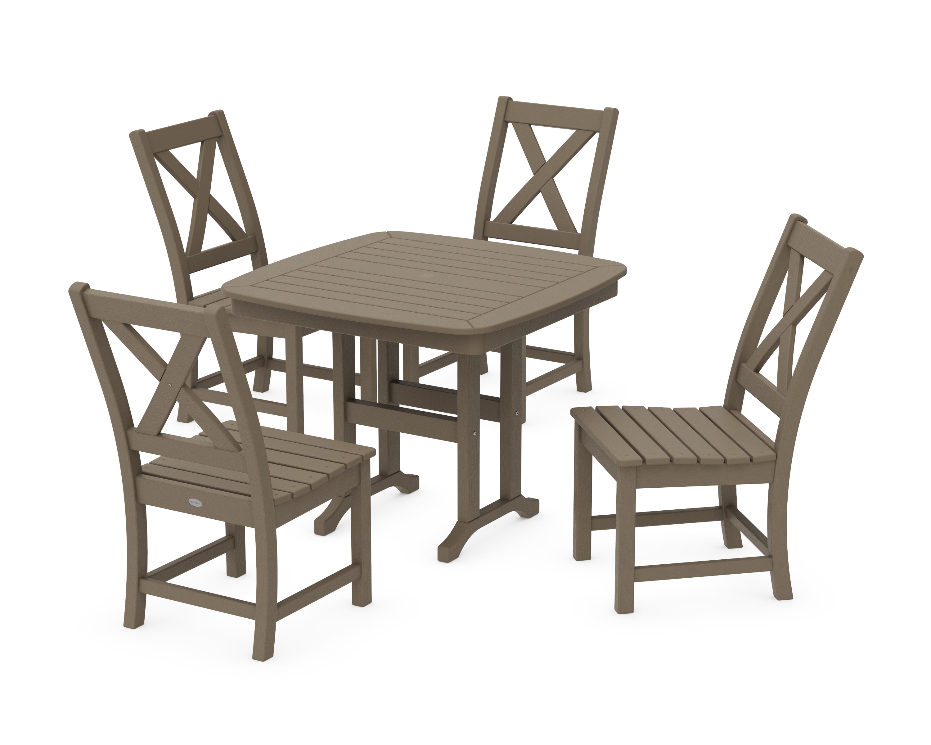 POLYWOOD Braxton Side Chair 5-Piece Dining Set in Vintage Sahara
