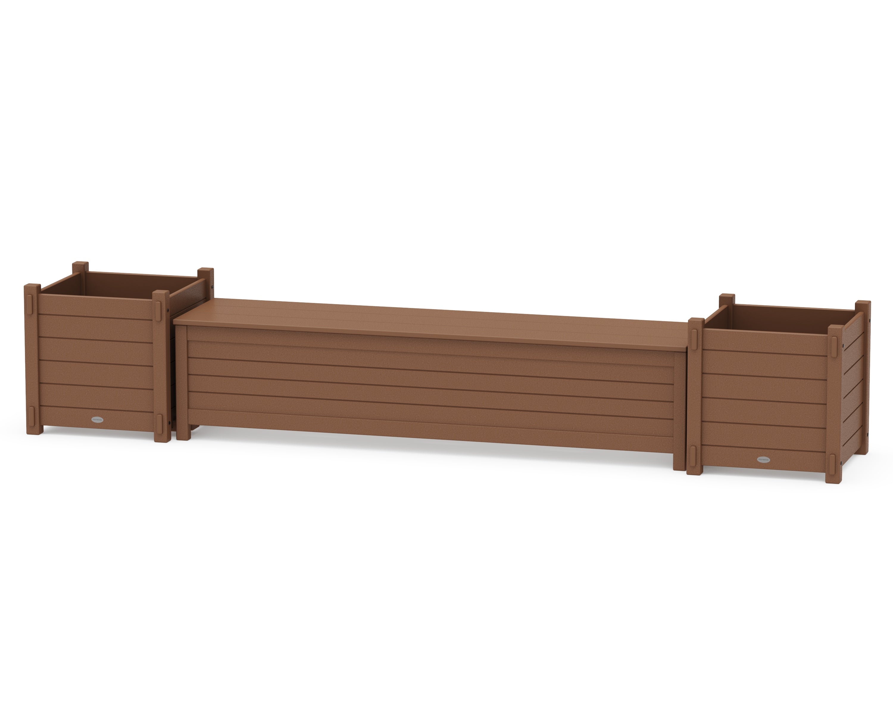 POLYWOOD 72" Nautical Straight Planter Storage Bench Set- Large in Teak