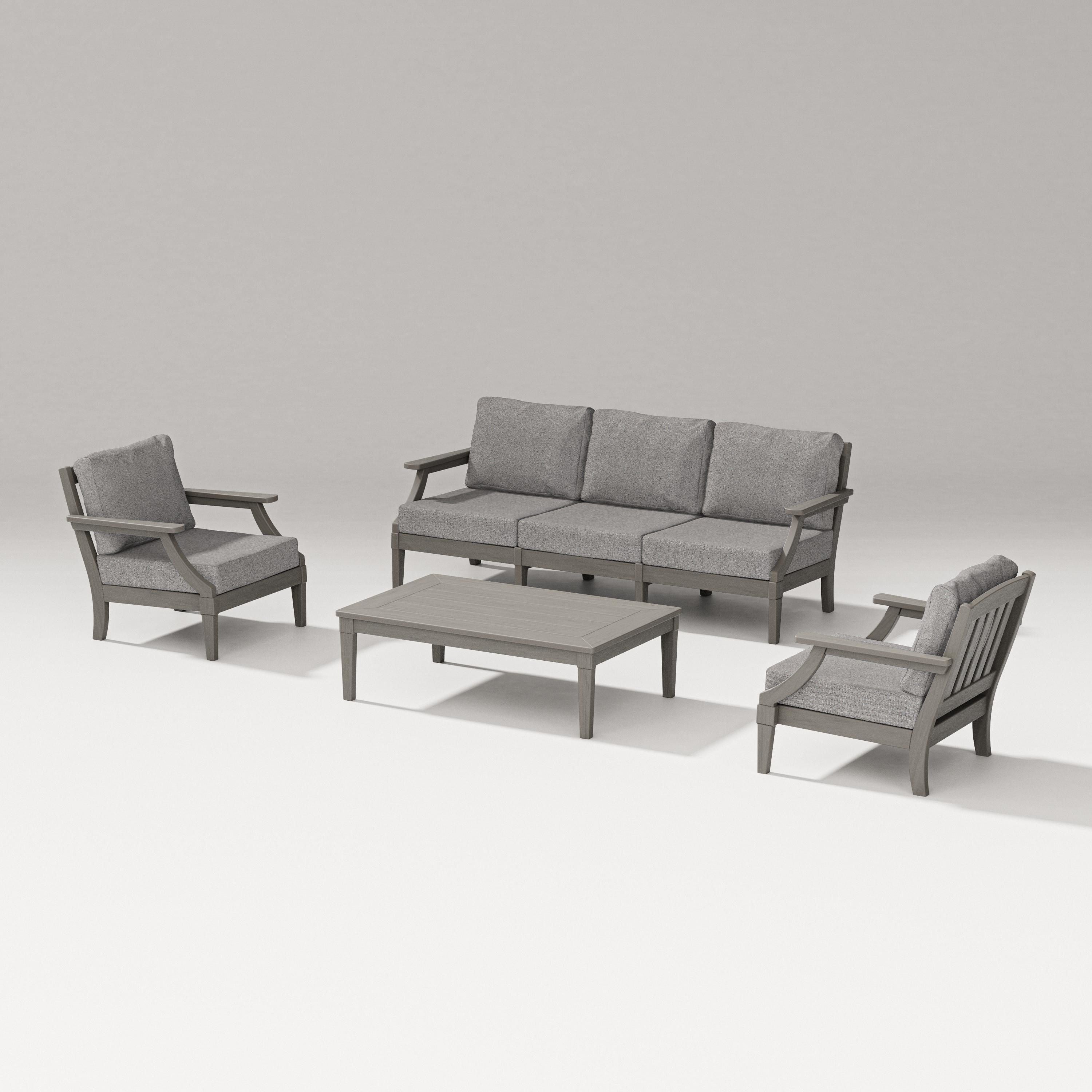 PW Designer Series Estate 4-Piece Lounge Sofa Set in Driftwood / Grey Mist