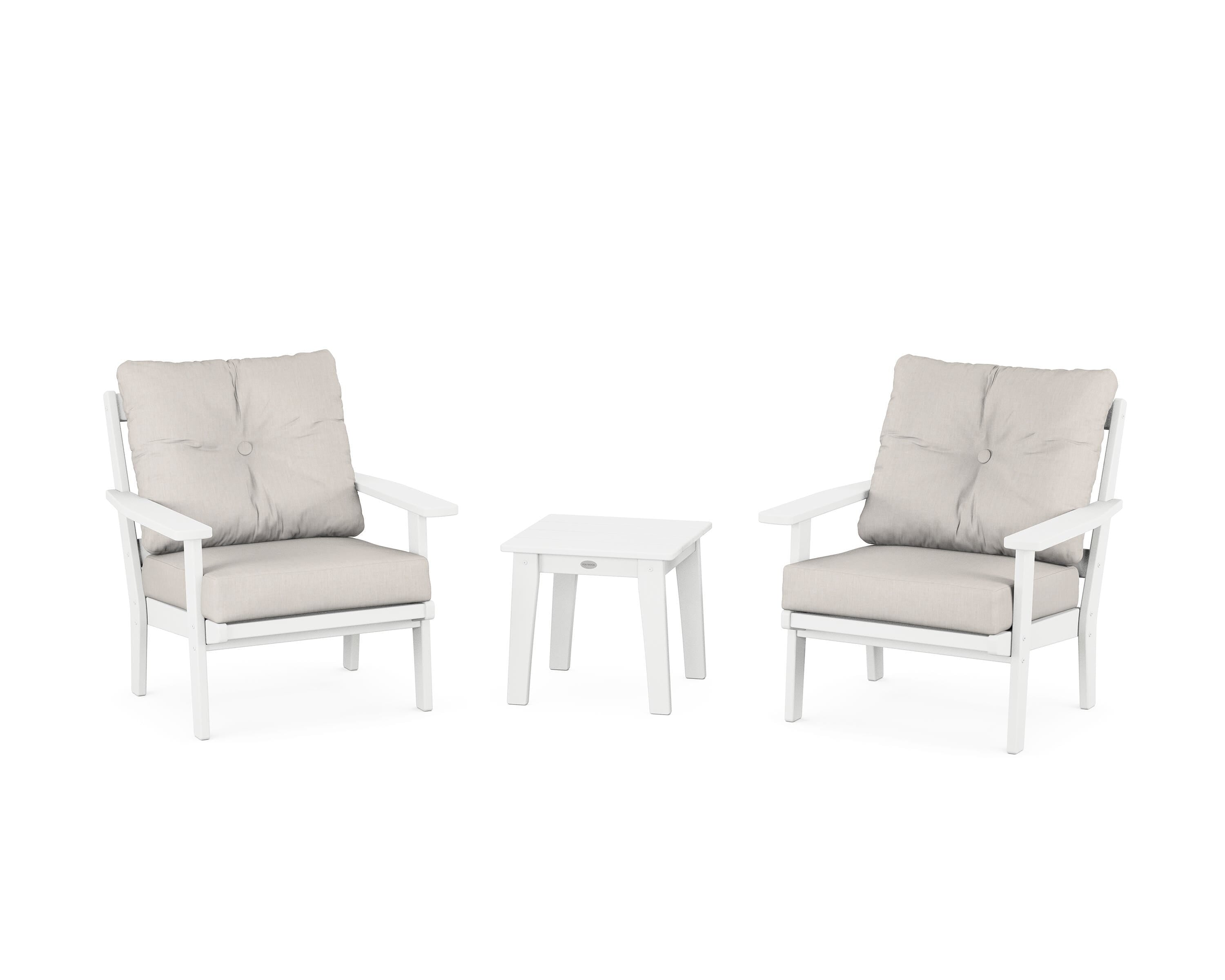 POLYWOOD Prairie 3-Piece Deep Seating Set in White / Cast Ash