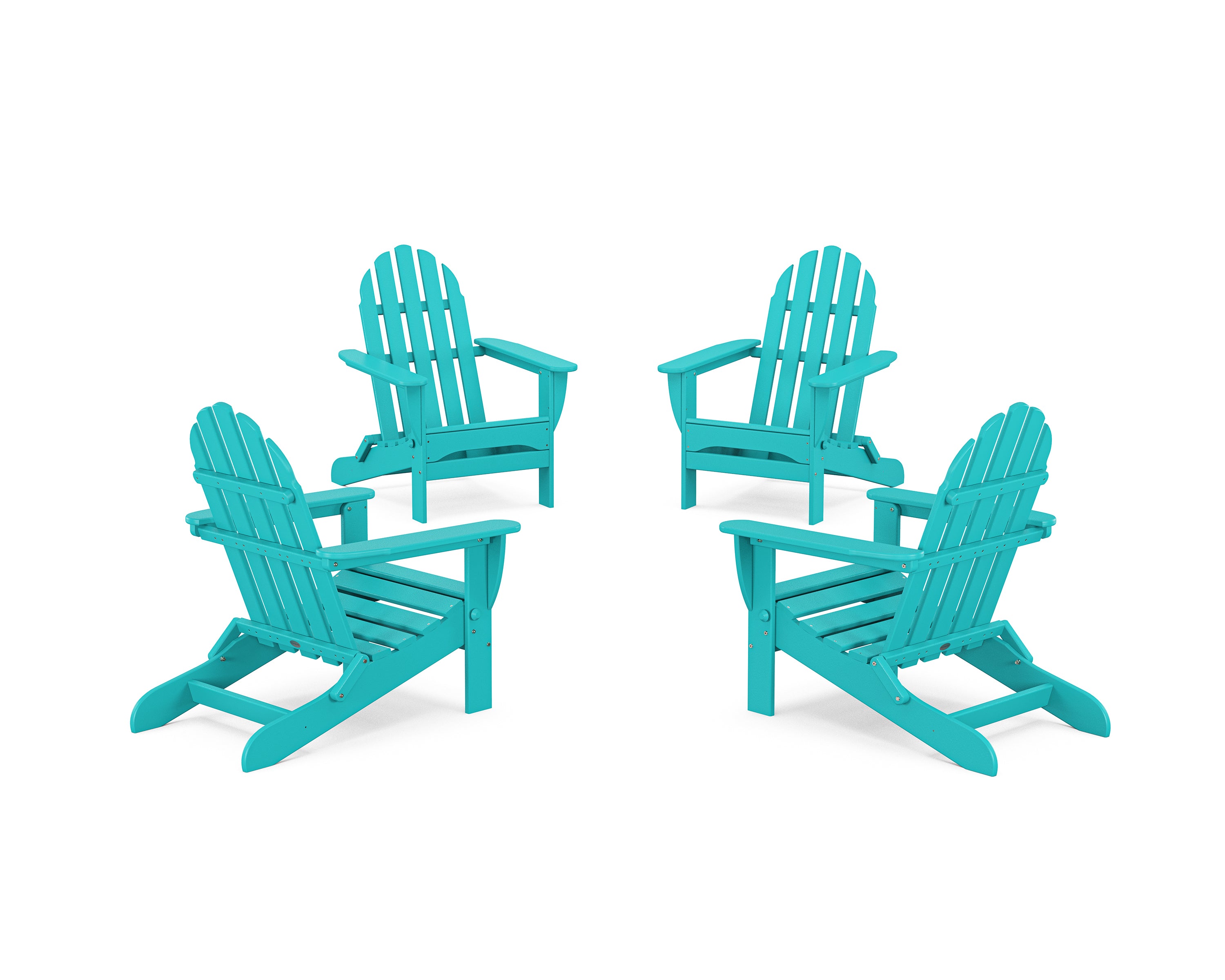 POLYWOOD 4-Piece Classic Folding Adirondack Conversation Set in Aruba