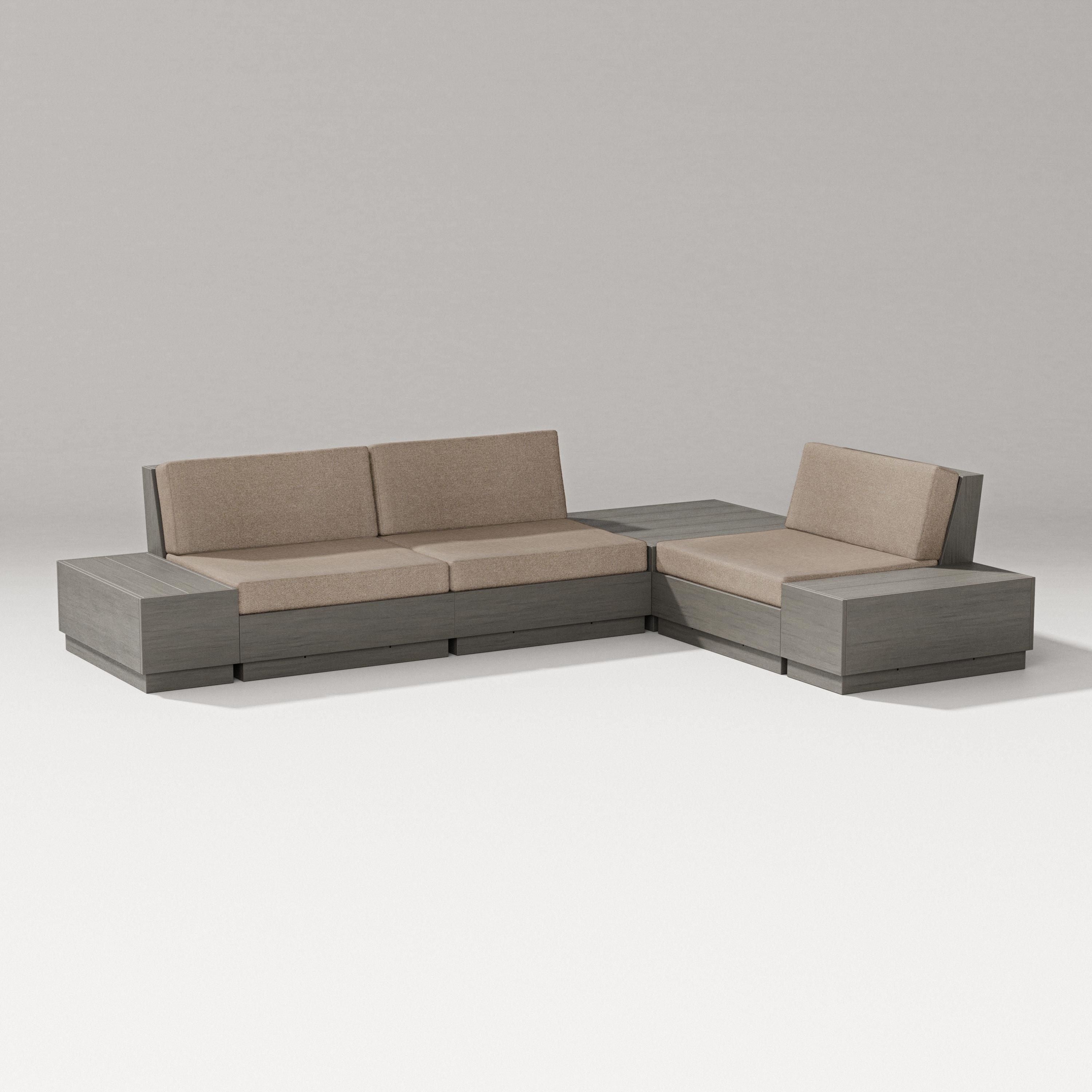 PW Designer Series Elevate 6-Piece Corner Sectional in Driftwood / Spiced Burlap