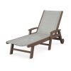 POLYWOOD Coastal Chaise with Wheels in Mahogany / Metallic Sling