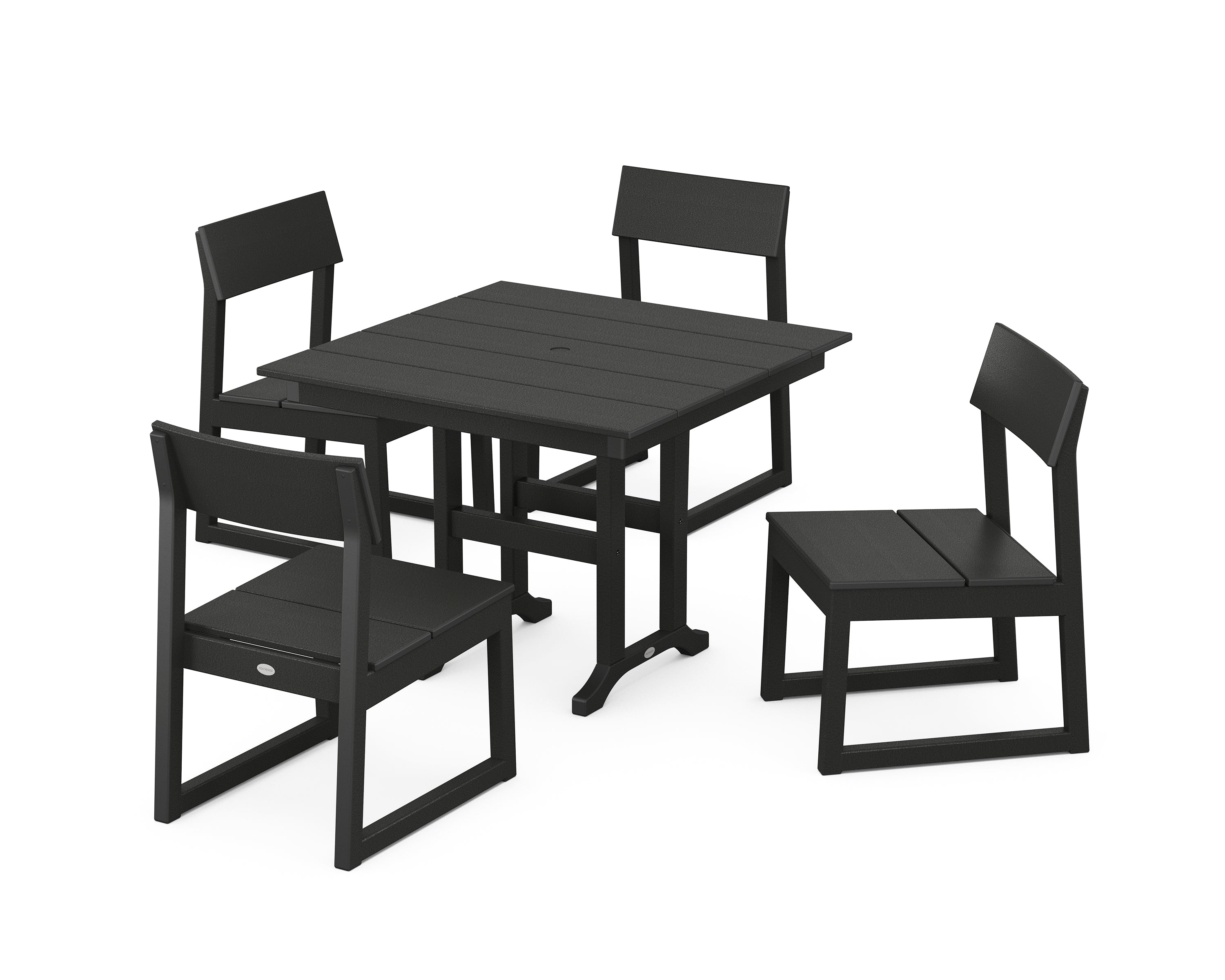 POLYWOOD EDGE Side Chair 5-Piece Farmhouse Dining Set in Black