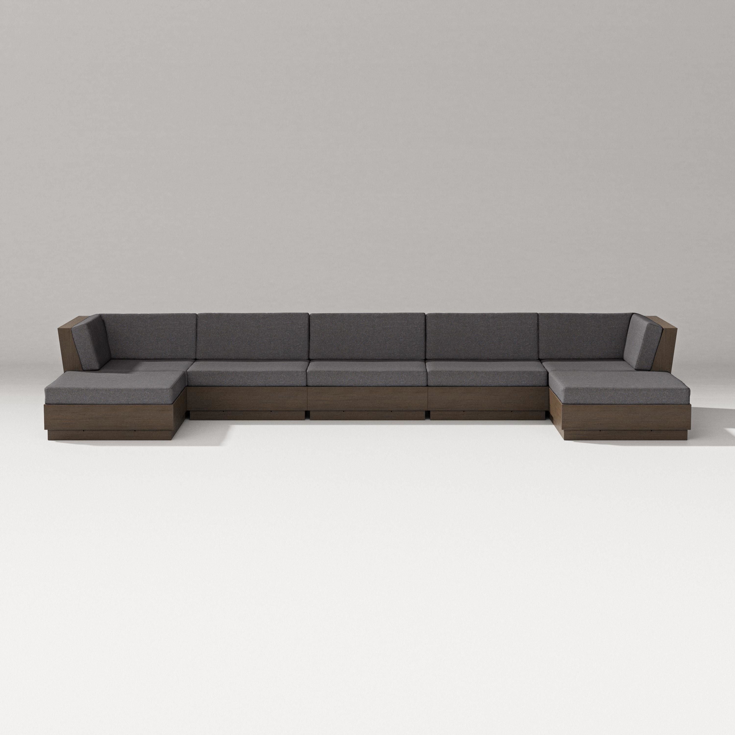 PW Designer Series Elevate 7-Piece Double Chaise Sectional in Kona / Ash Charcoal