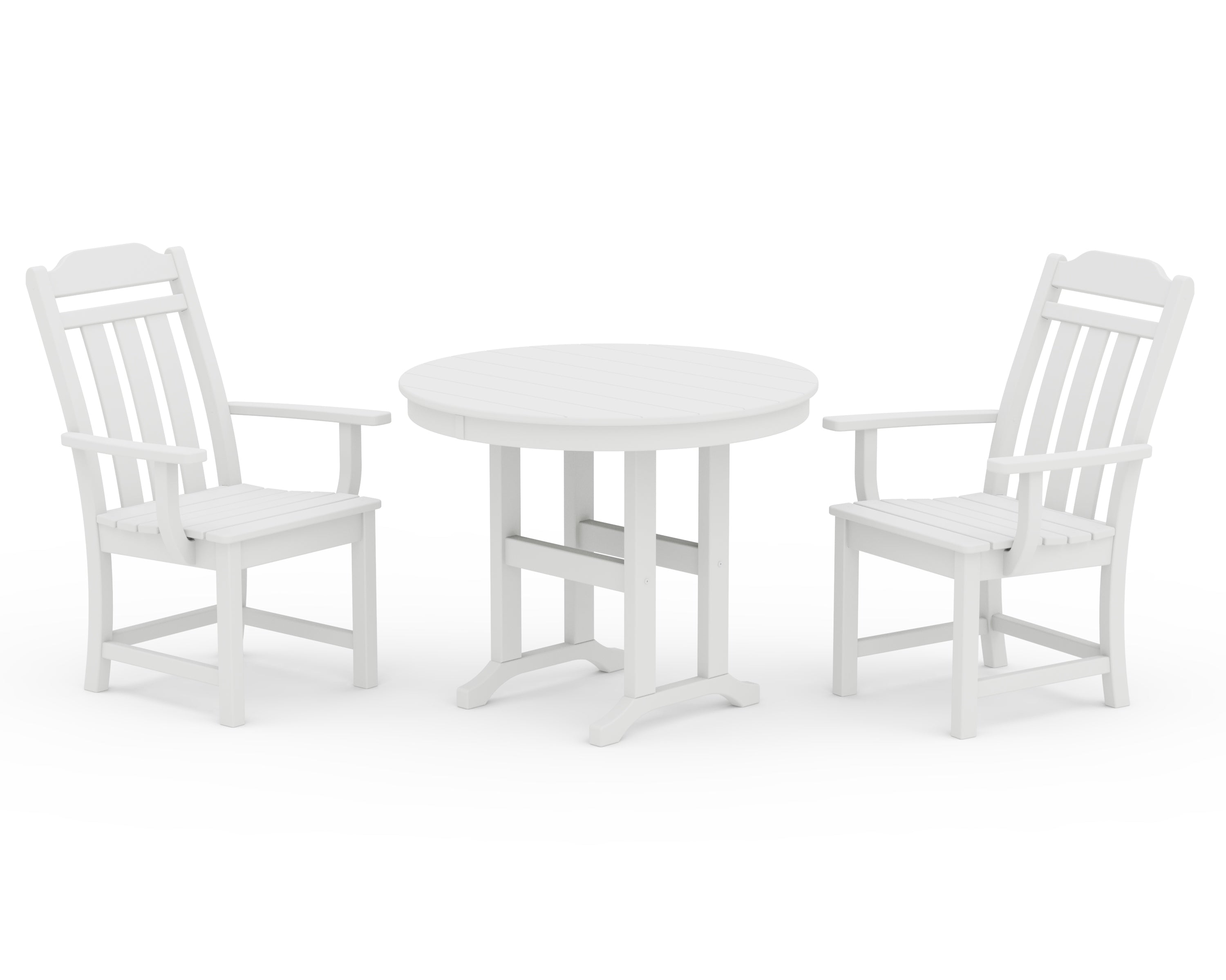 Country Living Cottage 3-Piece Farmhouse Dining Set in White