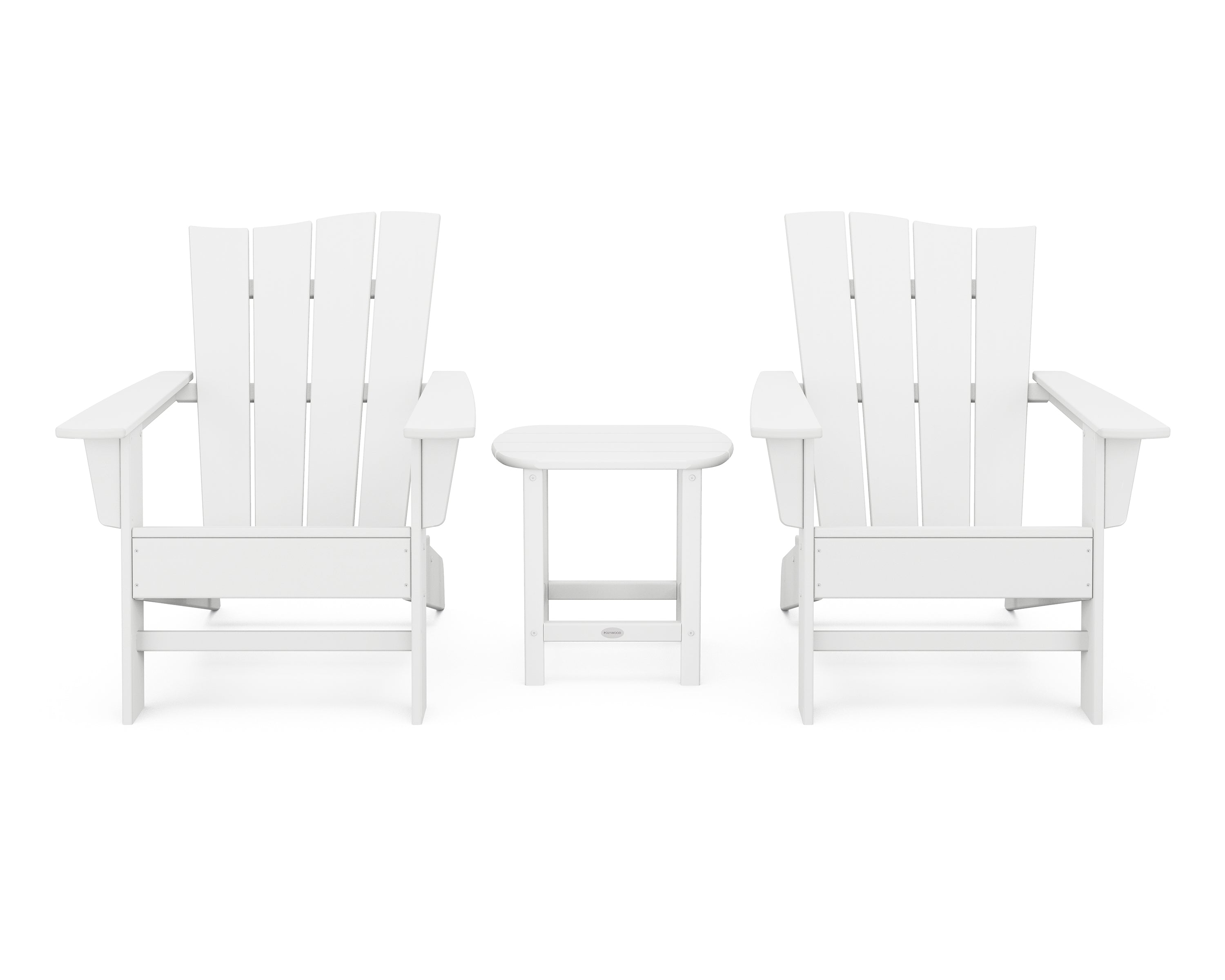 POLYWOOD® Wave 3-Piece Adirondack Chair Set in White
