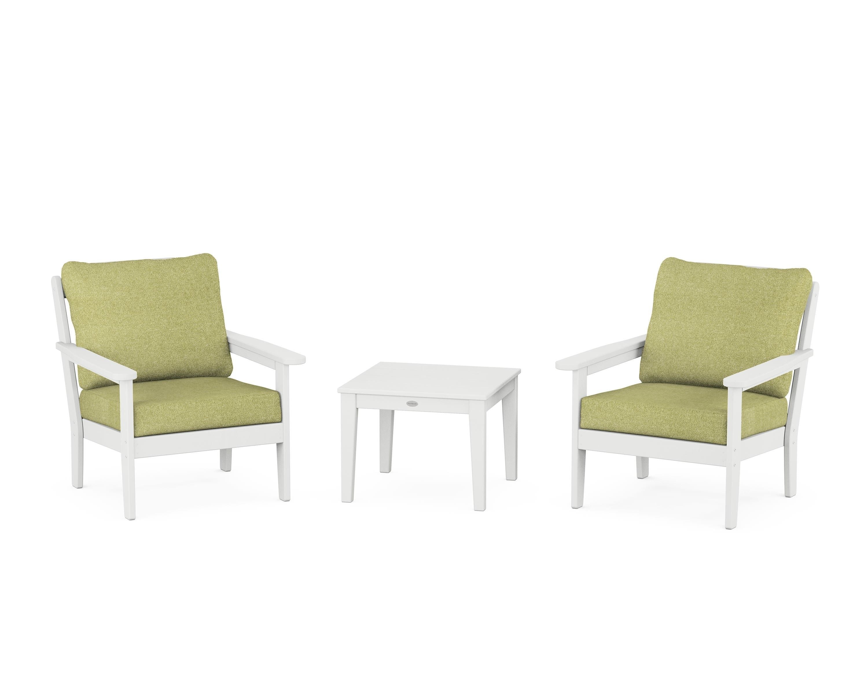 Country Living Cottage 3-Piece Deep Seating Set in White / Chartreuse Boucle