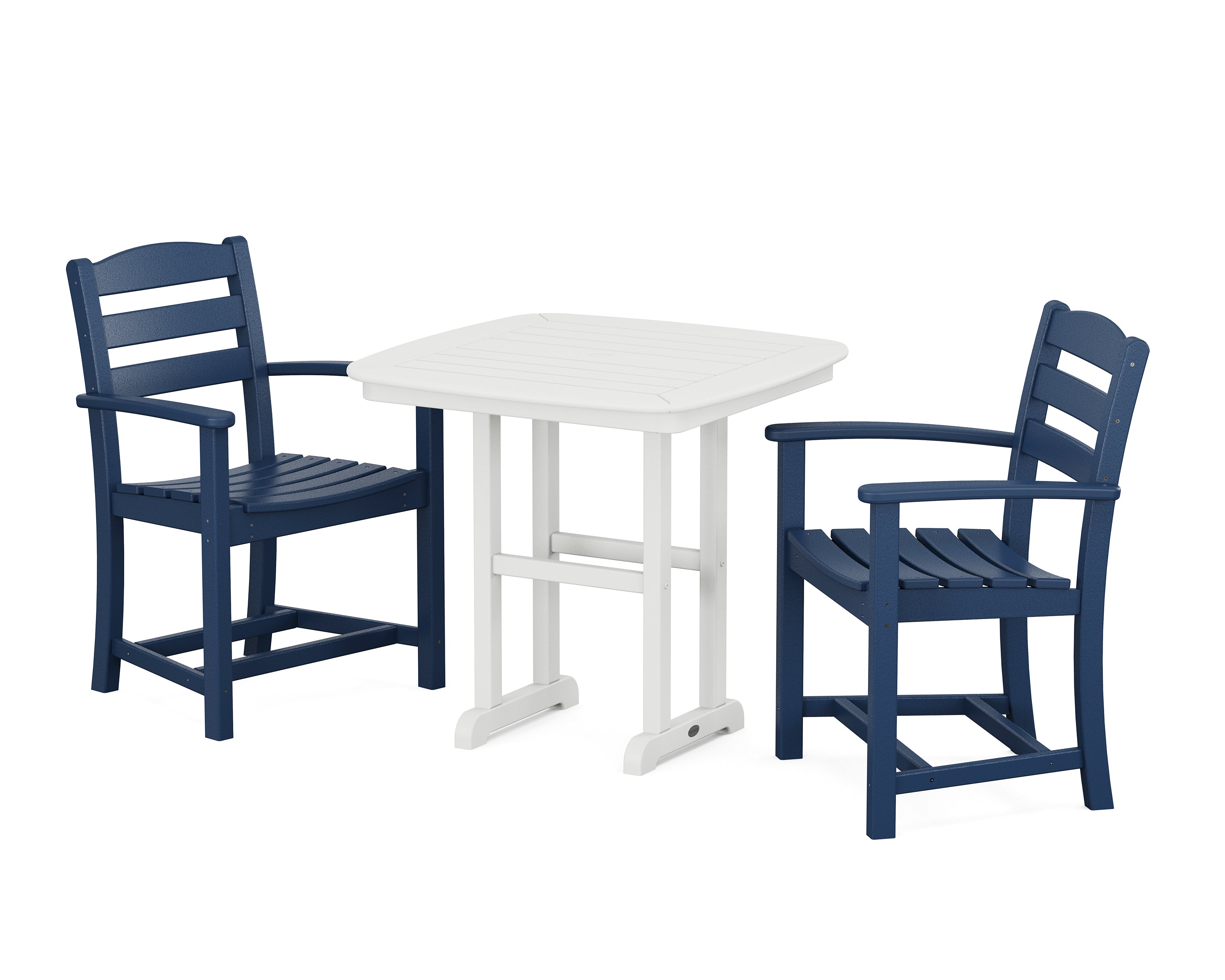 POLYWOOD La Casa Café 3-Piece Dining Set in Navy / White