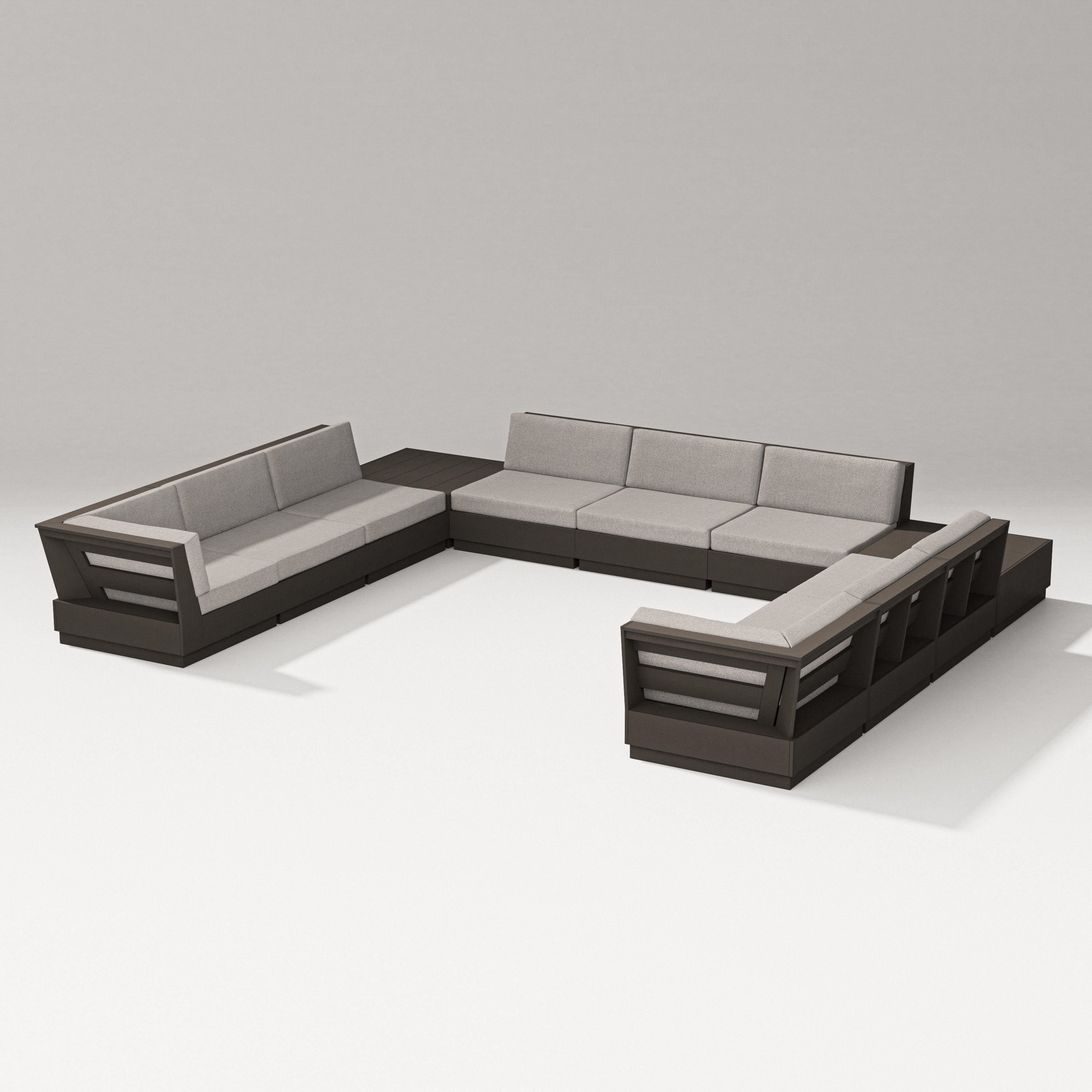 PW Designer Series Elevate 11-Piece U-Shaped Sofa Sectional in Vintage Coffee / Weathered Tweed