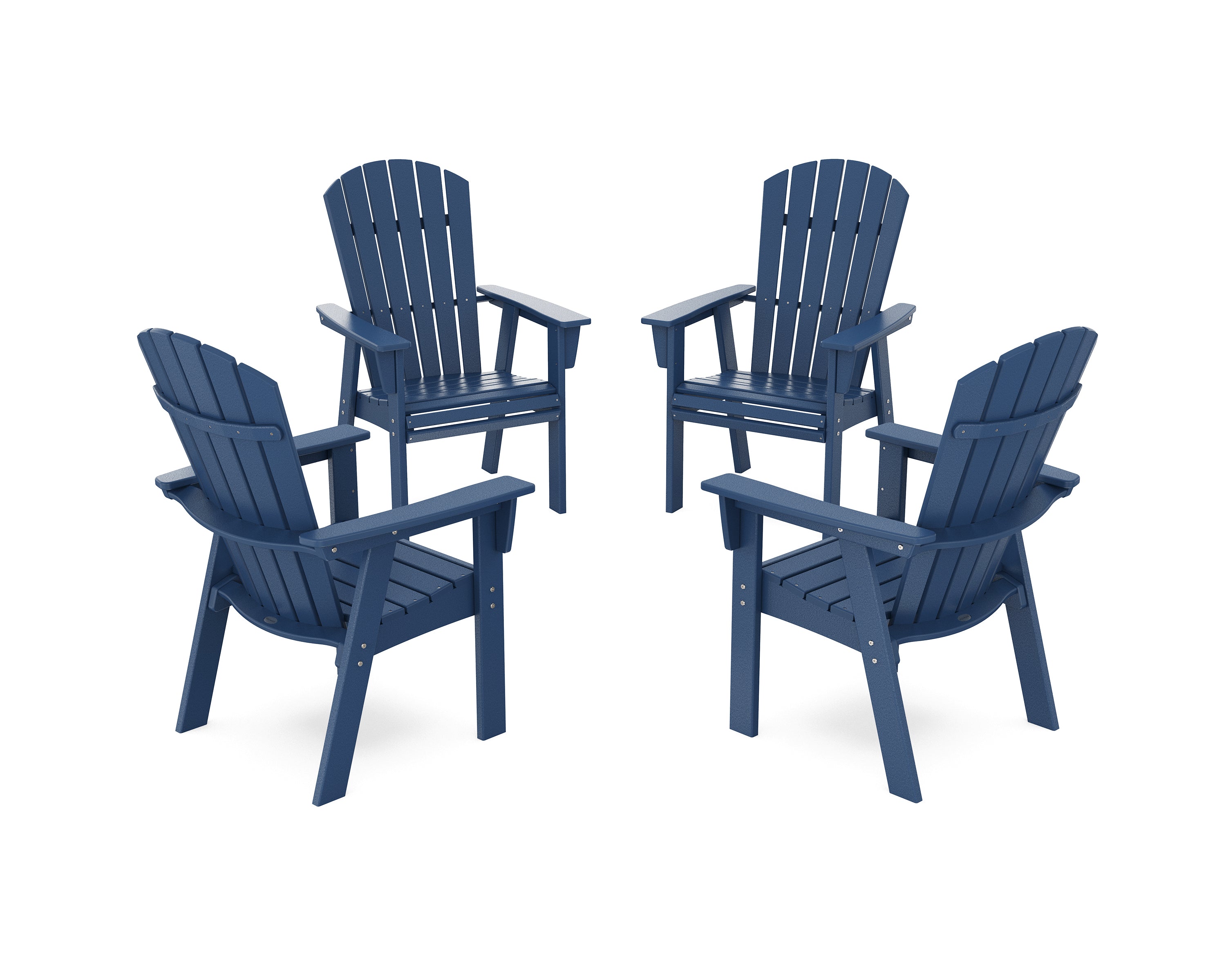 POLYWOOD Nautical 4-Piece Curveback Upright Adirondack Conversation Set in Navy