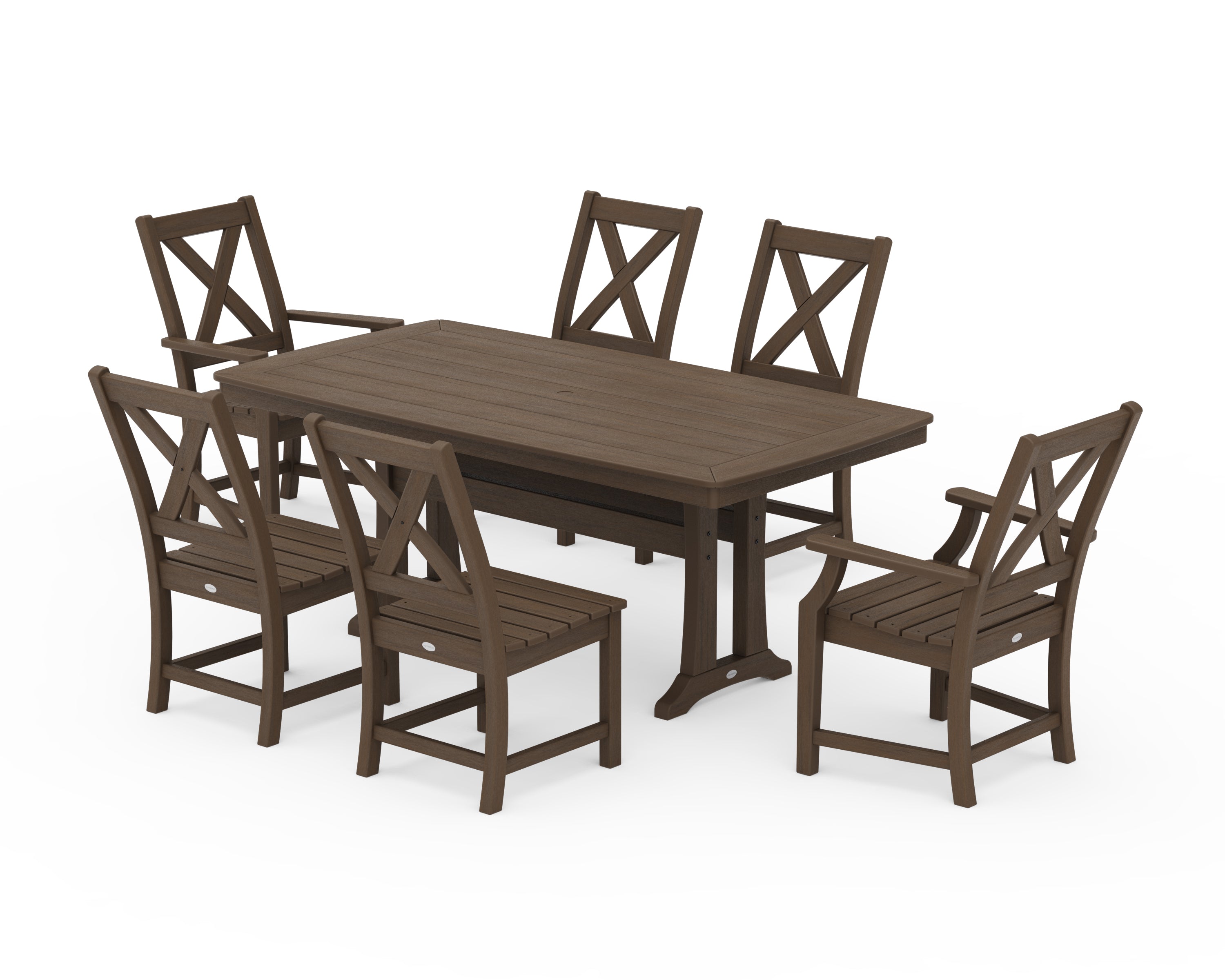 POLYWOOD Braxton 7-Piece Dining Set with Trestle Legs in Kona