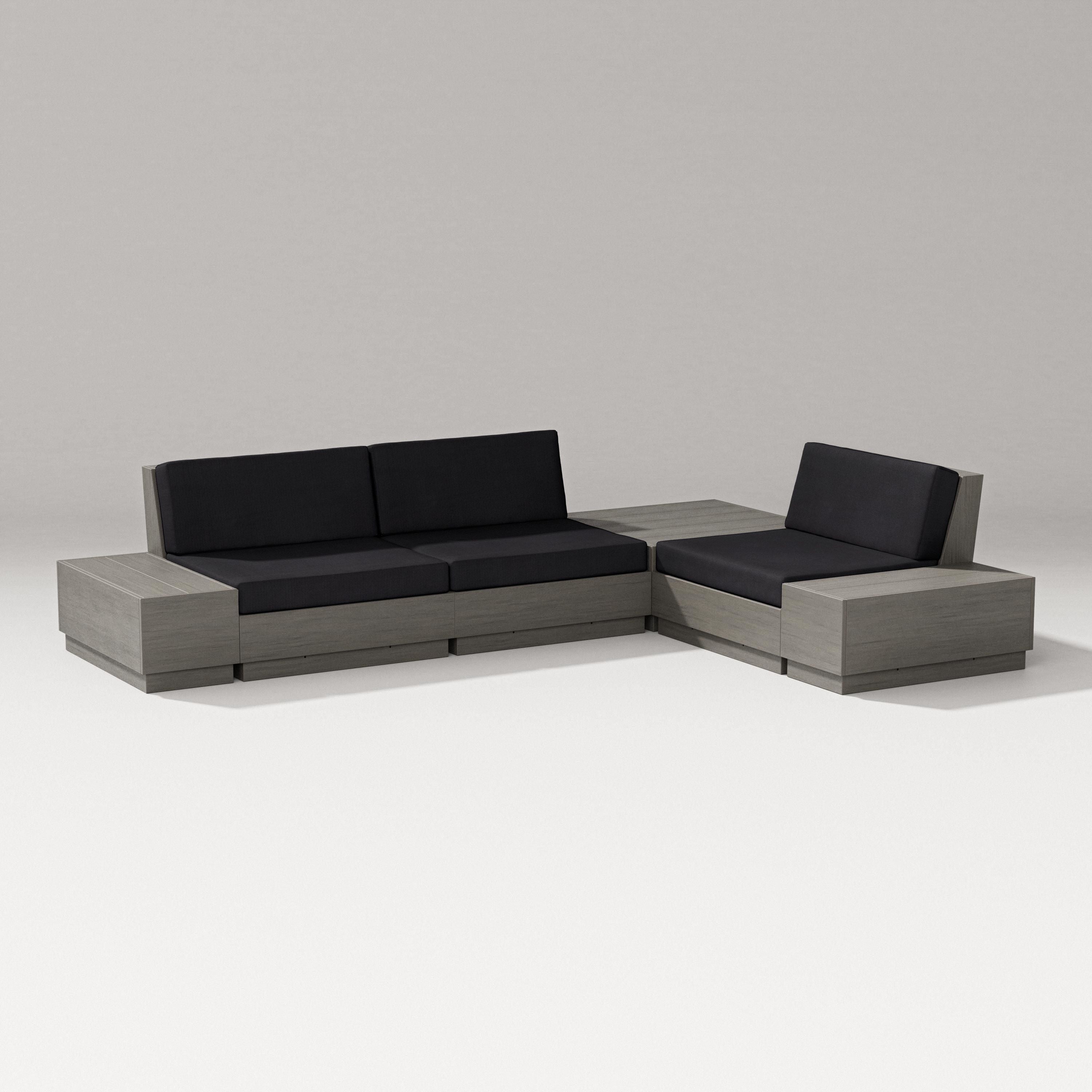 PW Designer Series Elevate 6-Piece Corner Sectional in Driftwood / Midnight Linen