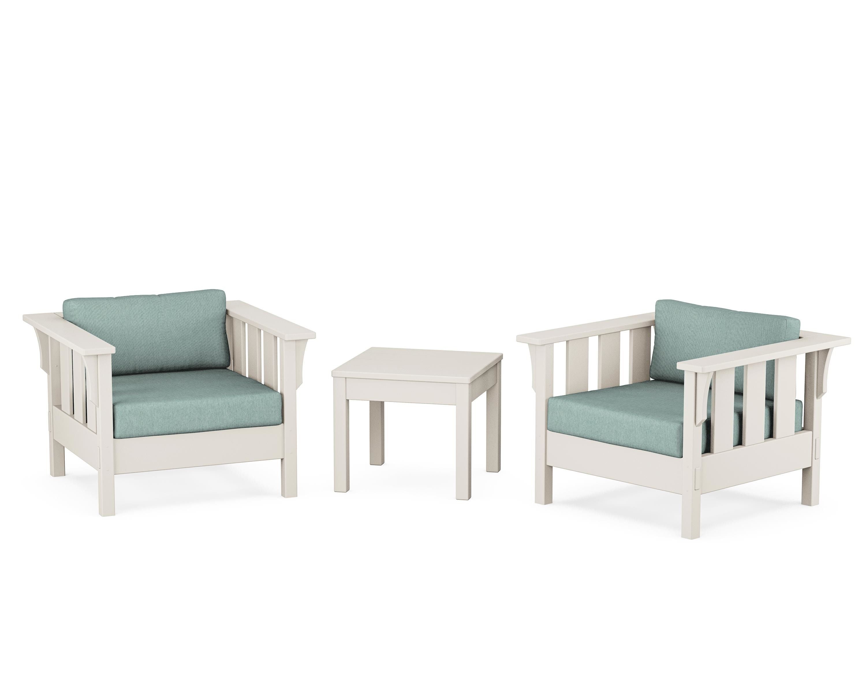 Martha Stewart by POLYWOOD Acadia 3-Piece Deep Seating Set in Sand / Glacier Spa
