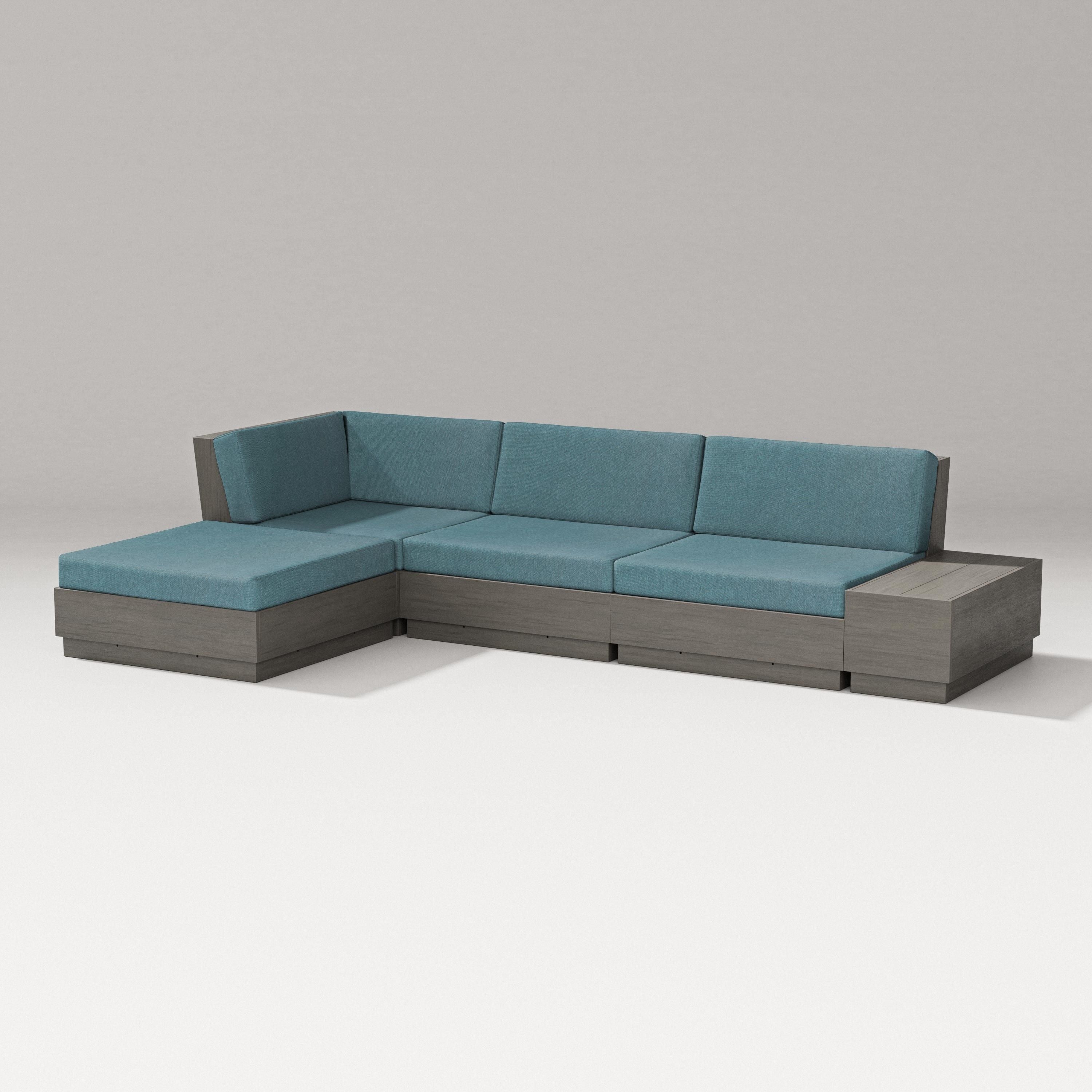 PW Designer Series Elevate Chaise Sectional in Driftwood / Ocean Teal
