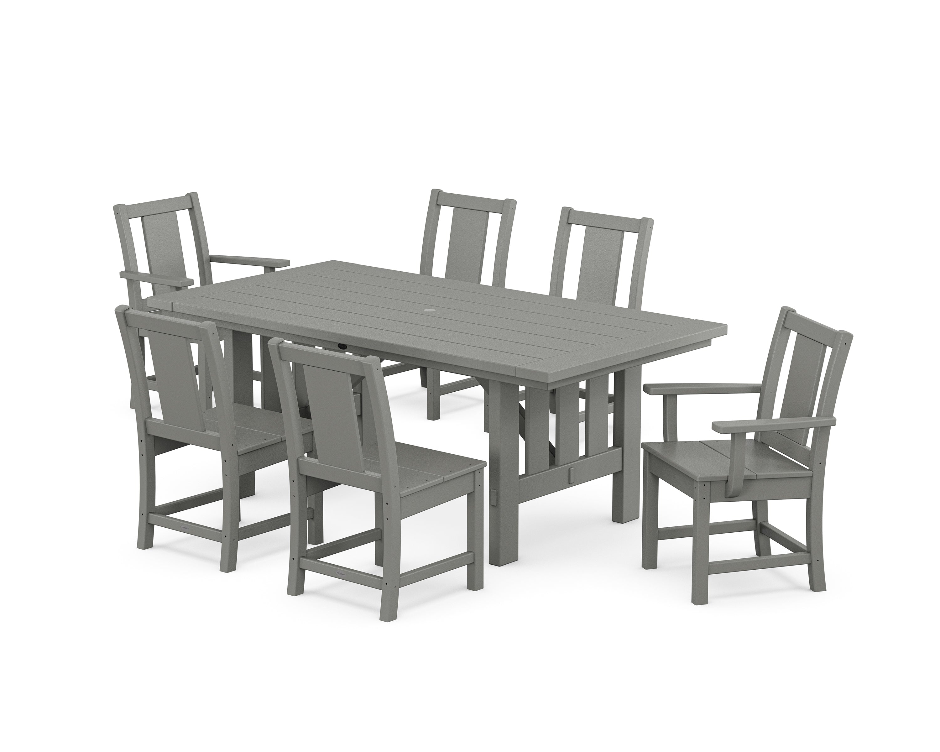 POLYWOOD Prairie 7-Piece Dining Set with Mission Table in Slate Grey