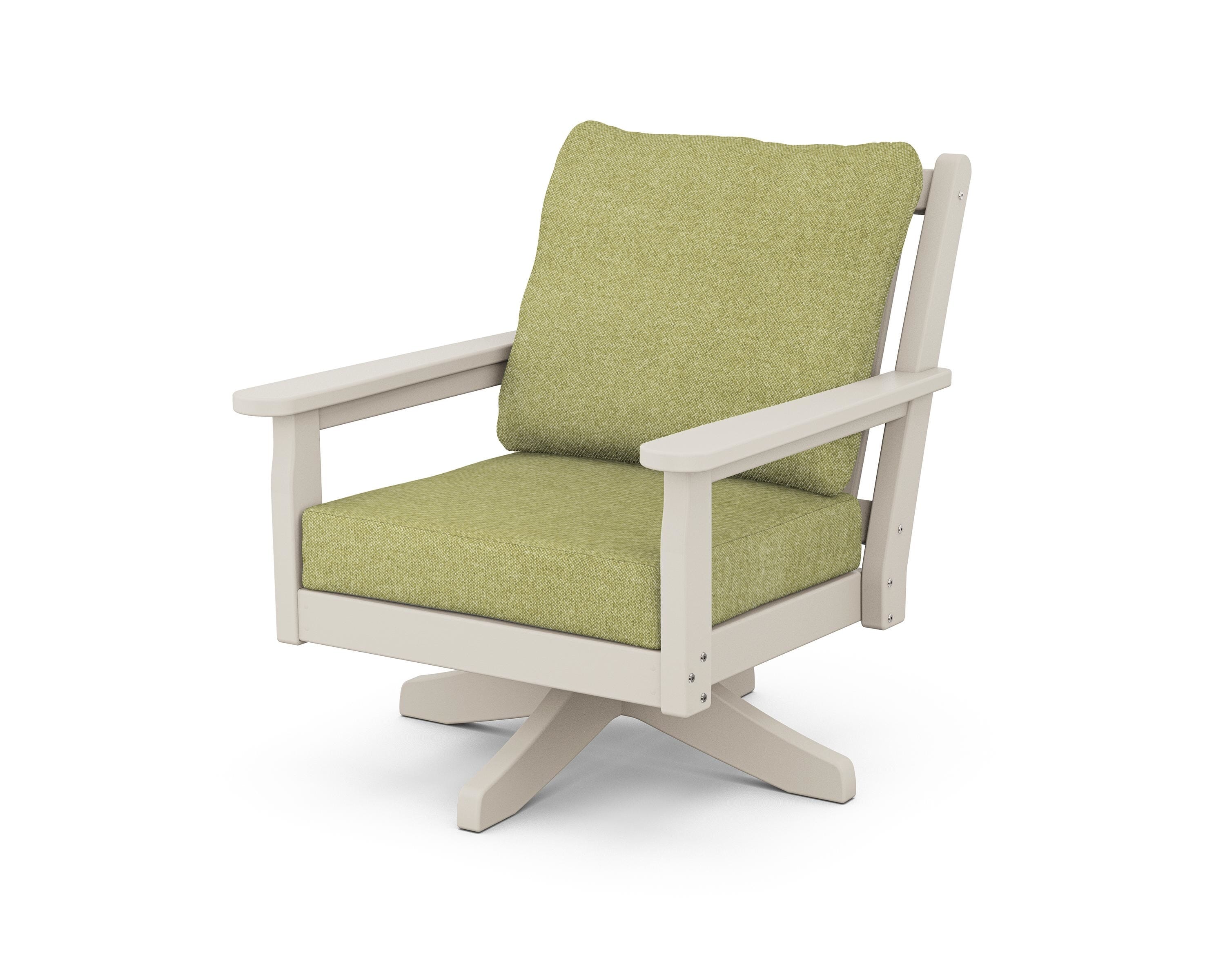 POLYWOOD Chippendale Deep Seating Swivel Chair in Sand / Chartreuse Boucle