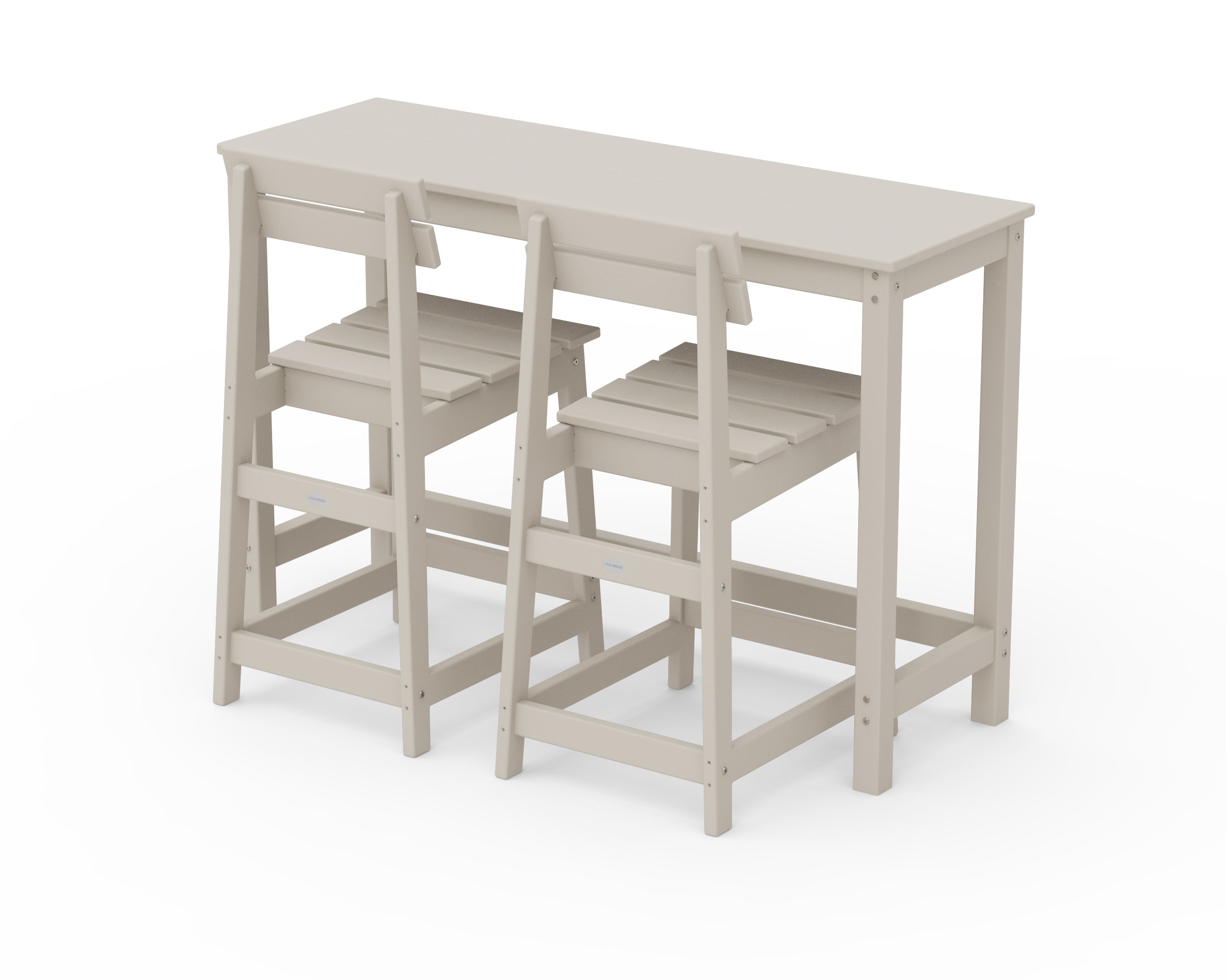 POLYWOOD Modern Studio Plaza Counter Chair 3-Piece Balcony Set in Sand