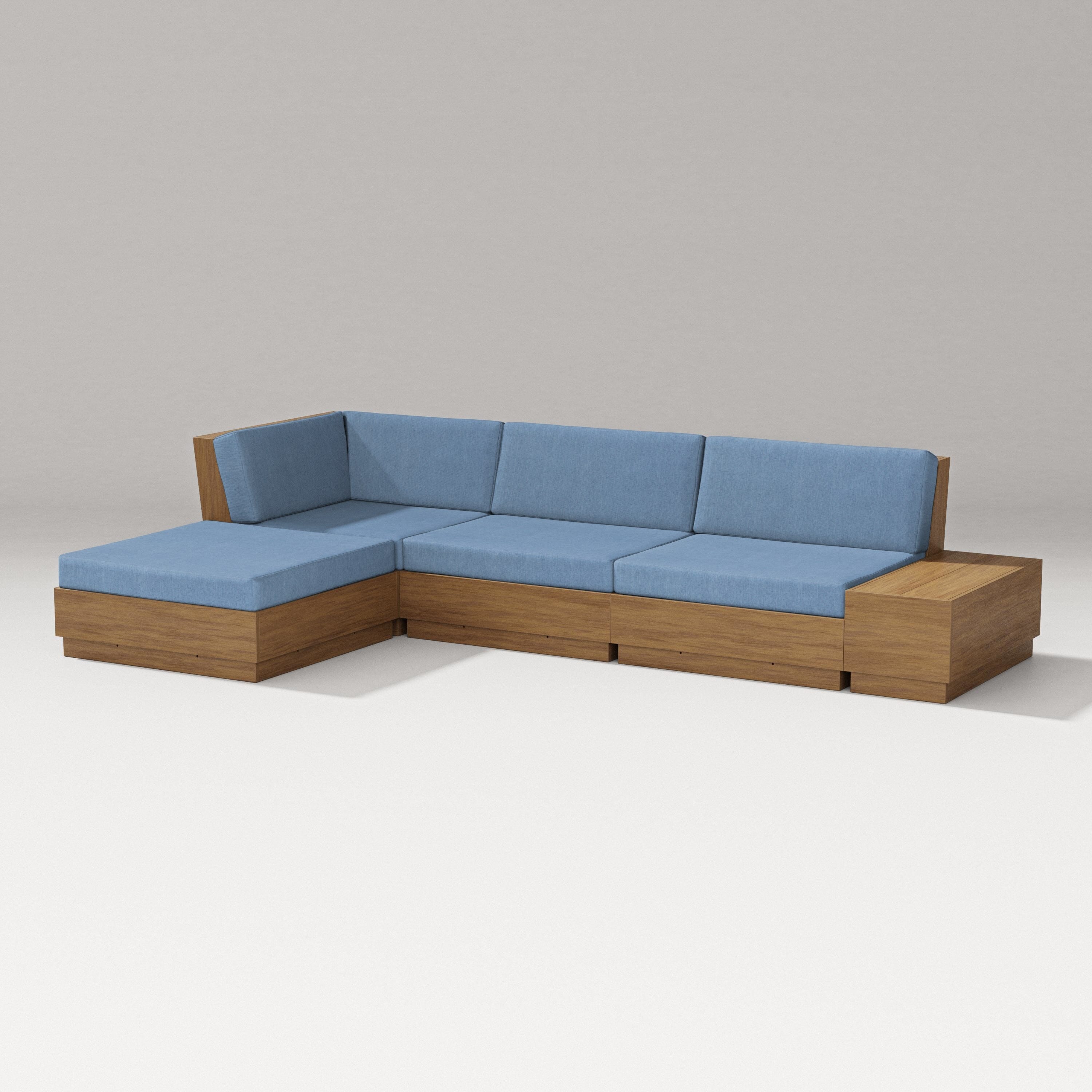 PW Designer Series Elevate Chaise Sectional in Natural / Sky Blue