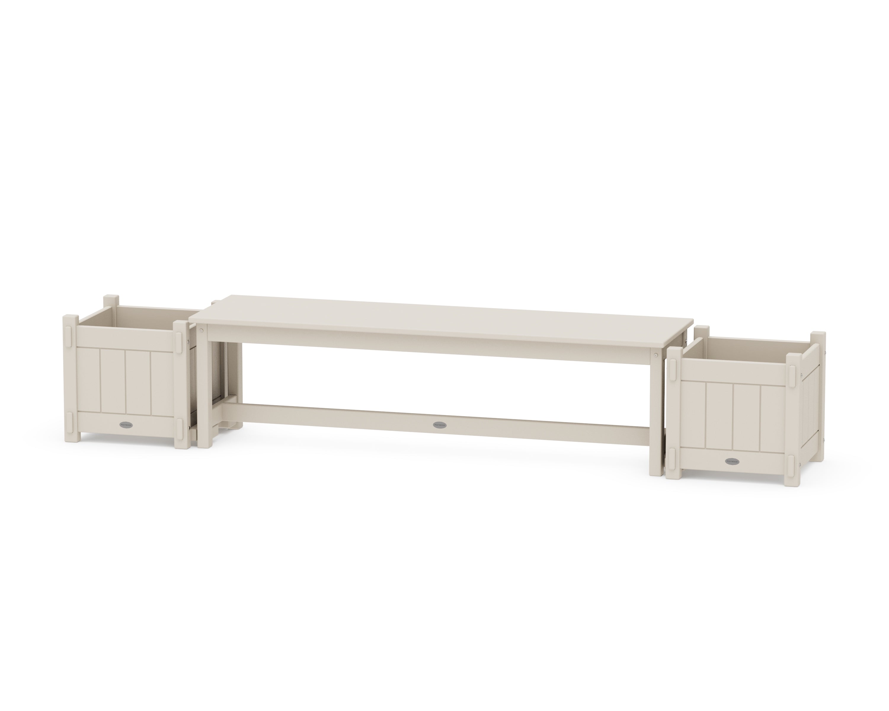 POLYWOOD 60" Vineyard Straight Planter Bench Set in Sand