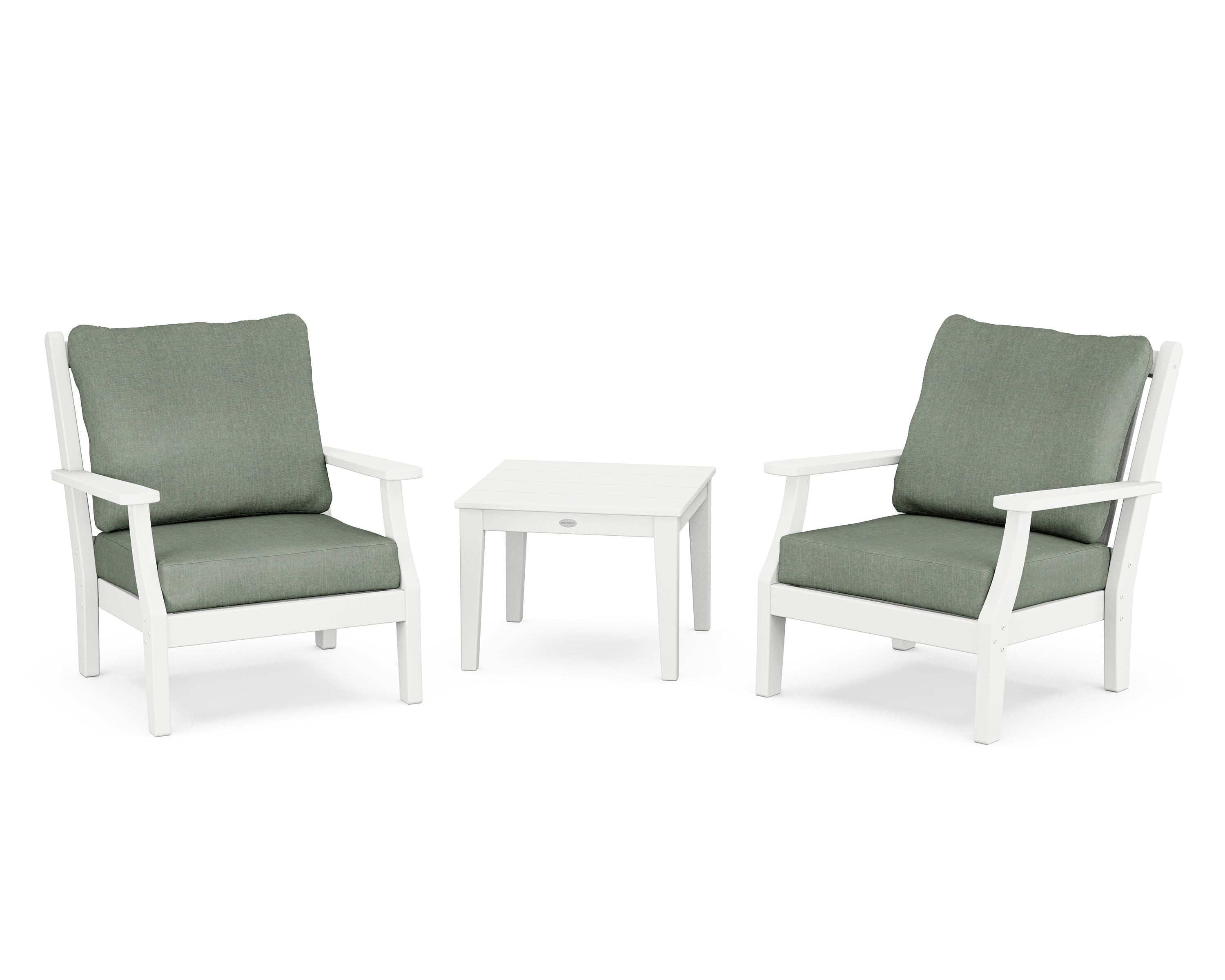 Country Living Wovendale 3-Piece Deep Seating Set in White / Cast Sage
