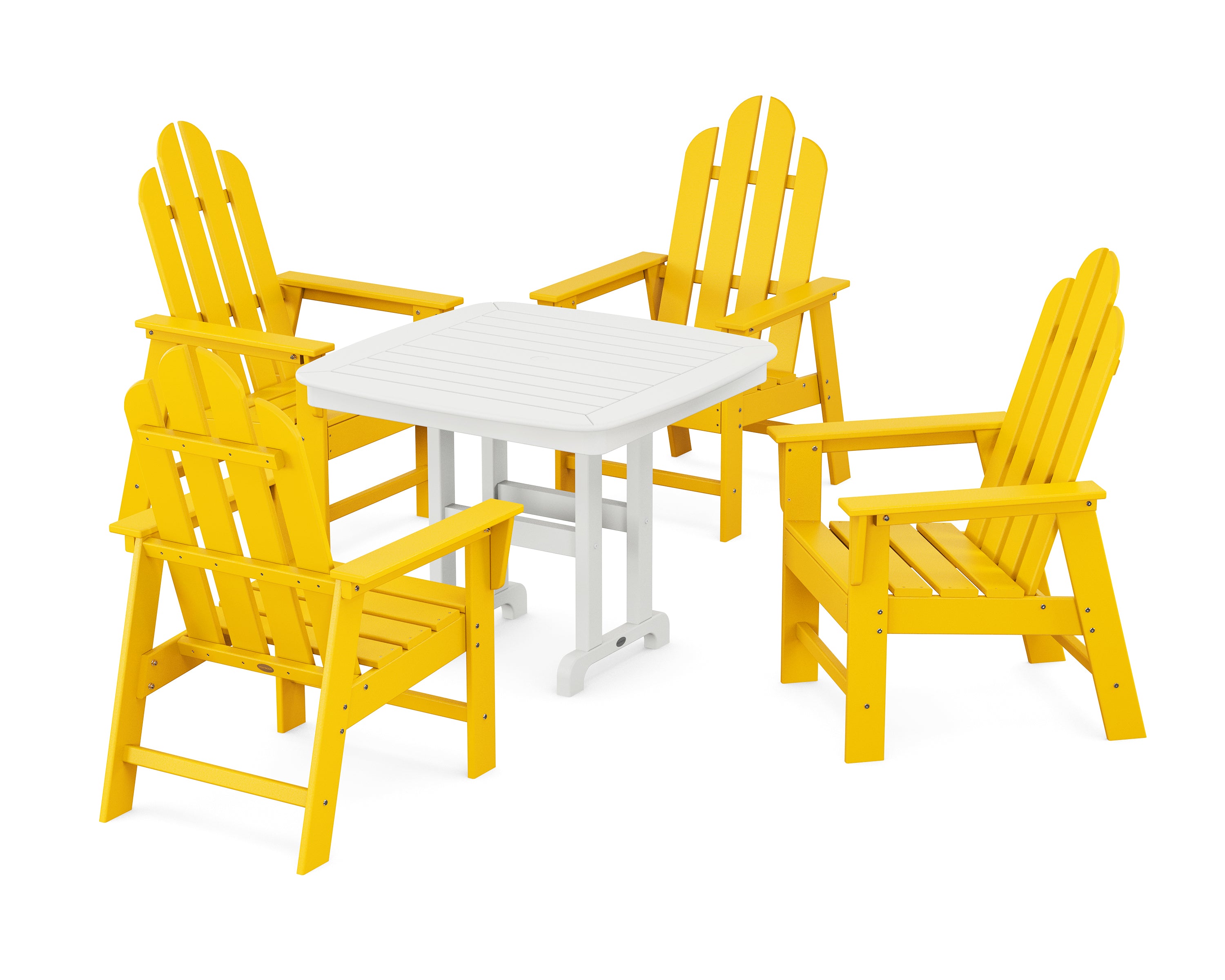 POLYWOOD Long Island 5-Piece Dining Set in Lemon / White