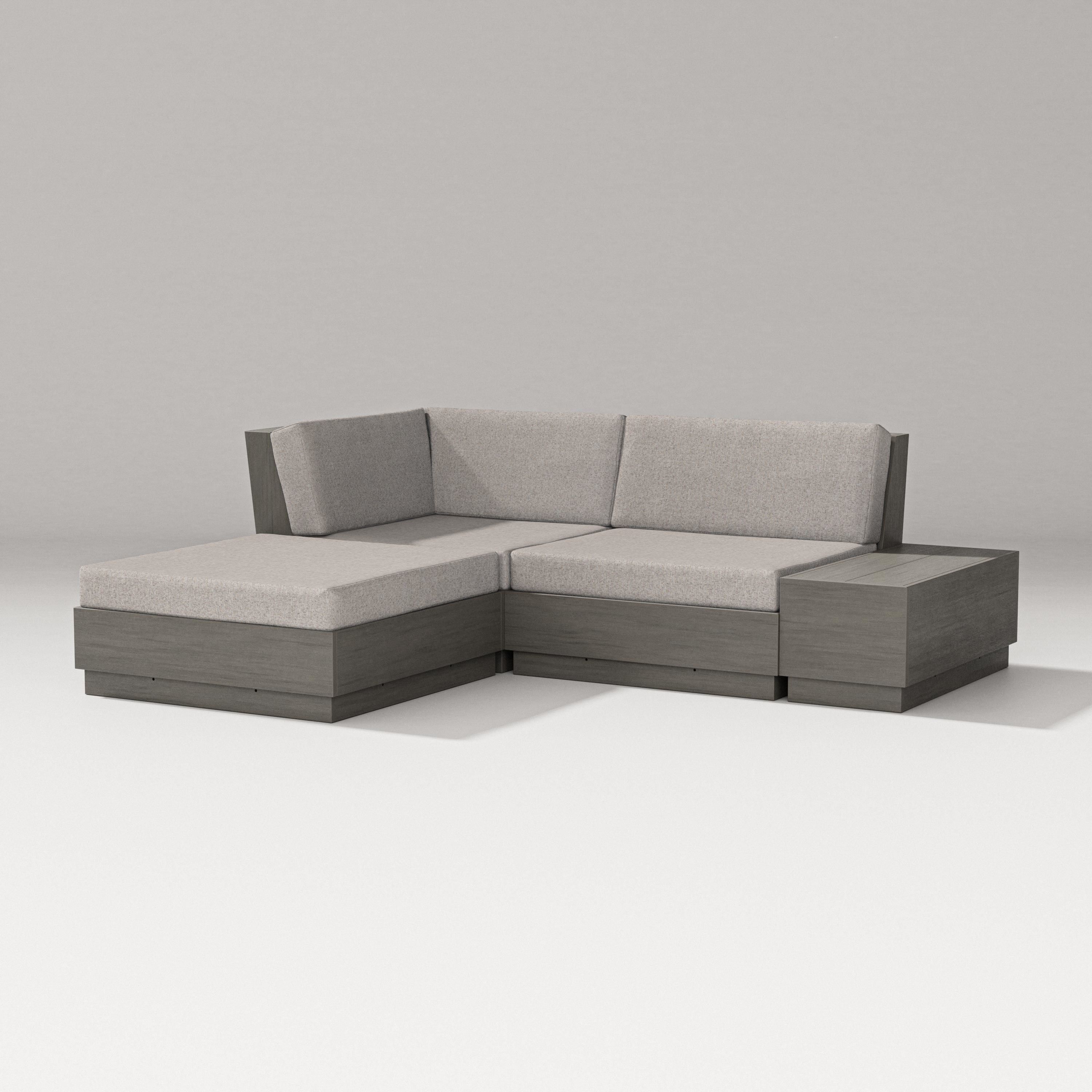 PW Designer Series Elevate Loveseat Sectional with Chaise in Driftwood / Weathered Tweed