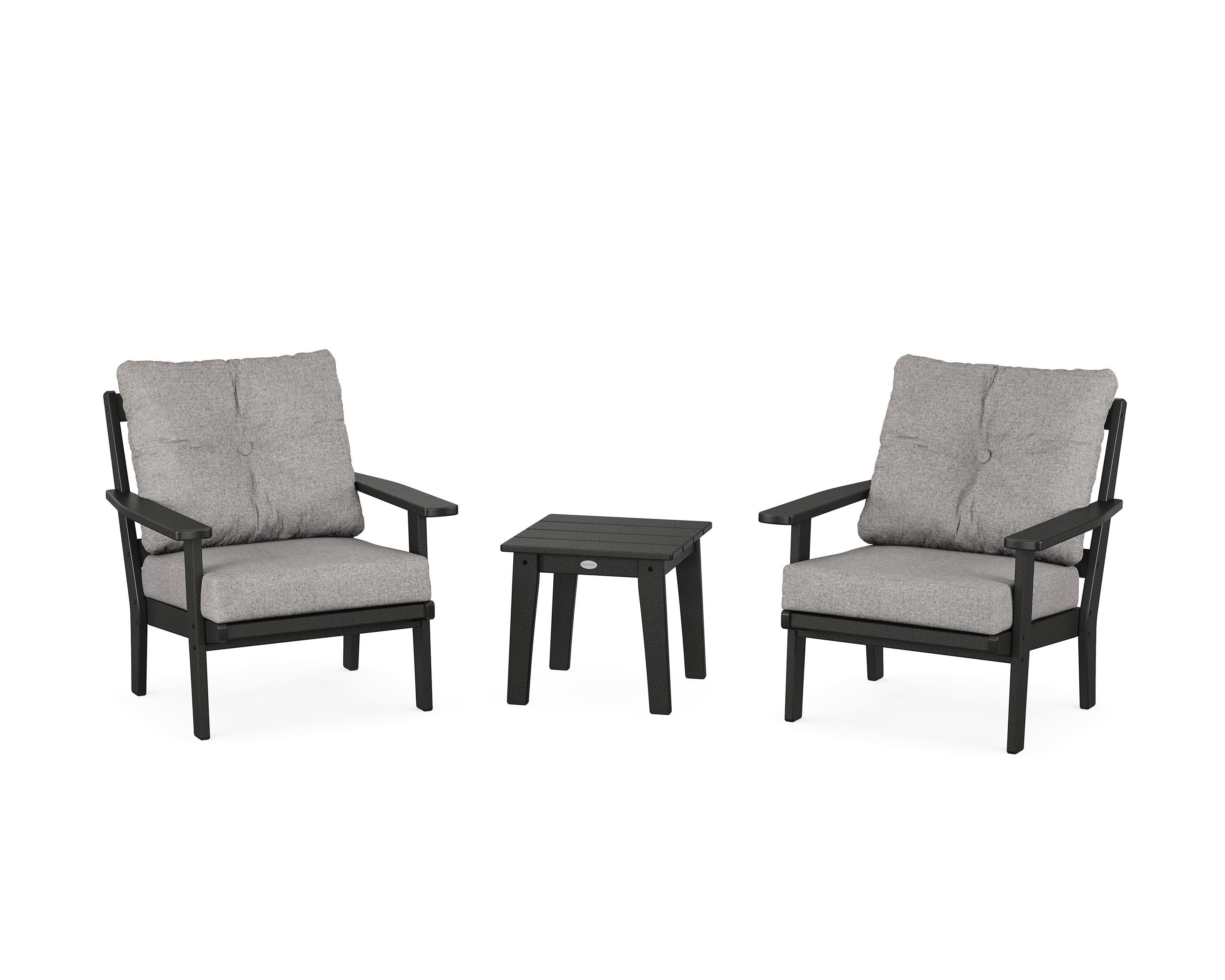 POLYWOOD Prairie 3-Piece Deep Seating Set in Black / Grey Mist